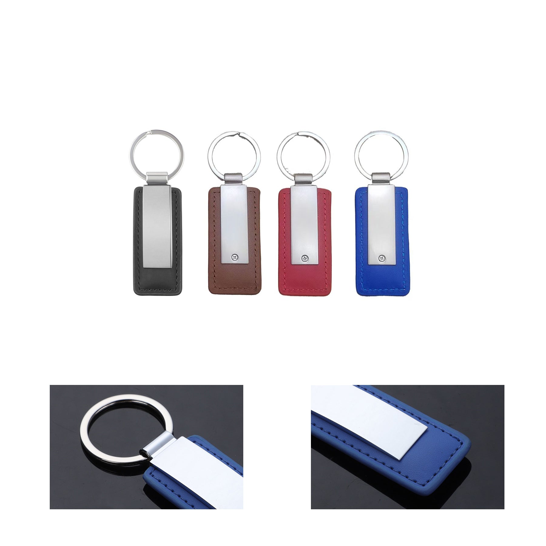 Metal Car Keychain with PU Leather