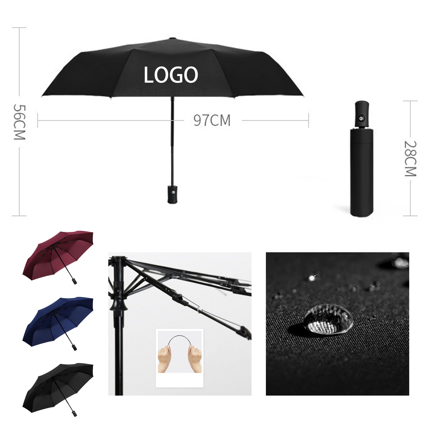 8-Bone Fiber Bone Vinyl Cloth Automatic Sun Umbrella