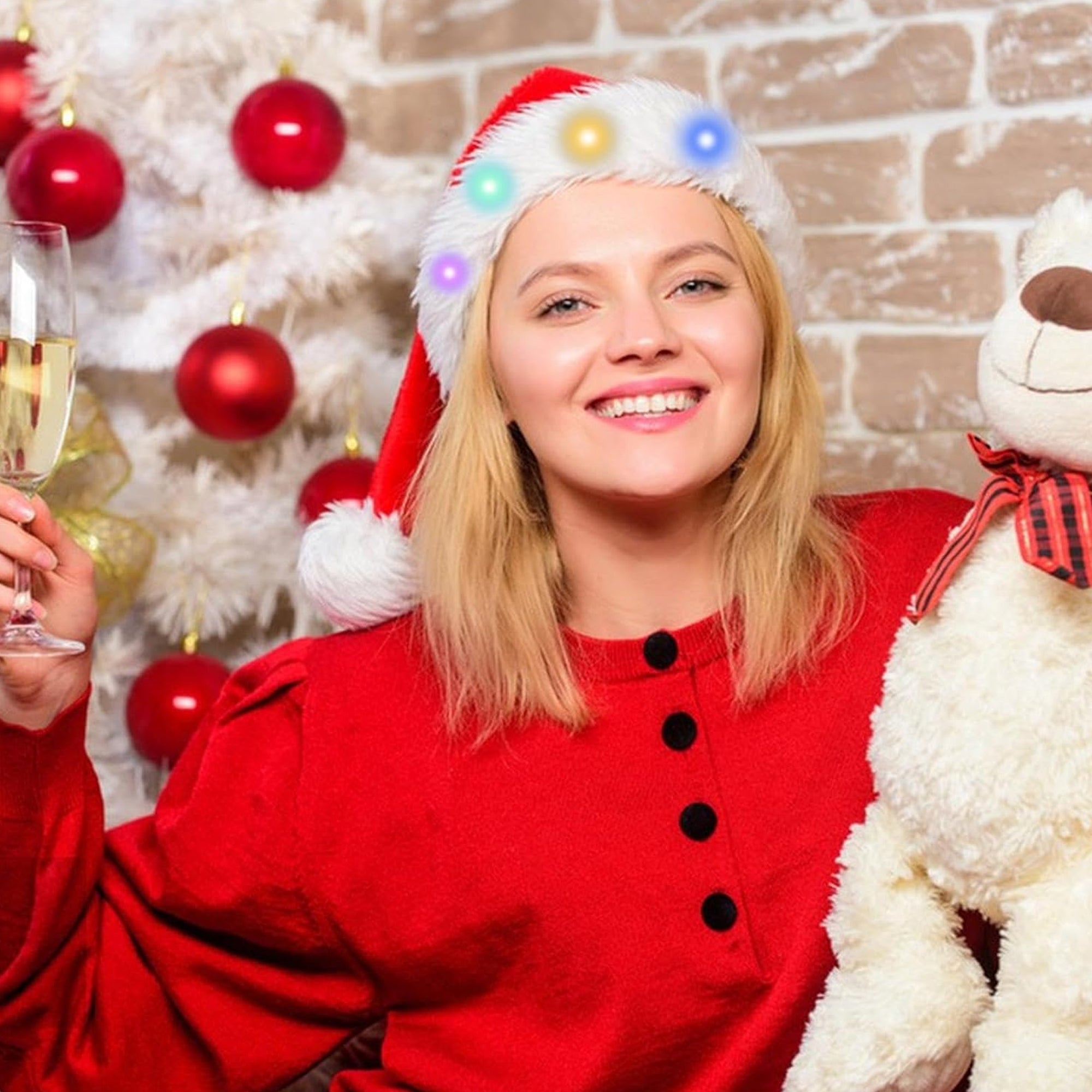 Plush Christmas Hat With Lights