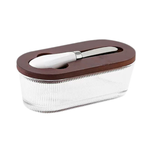 Airtight Rectangular Butter Container with Lid and Spatula