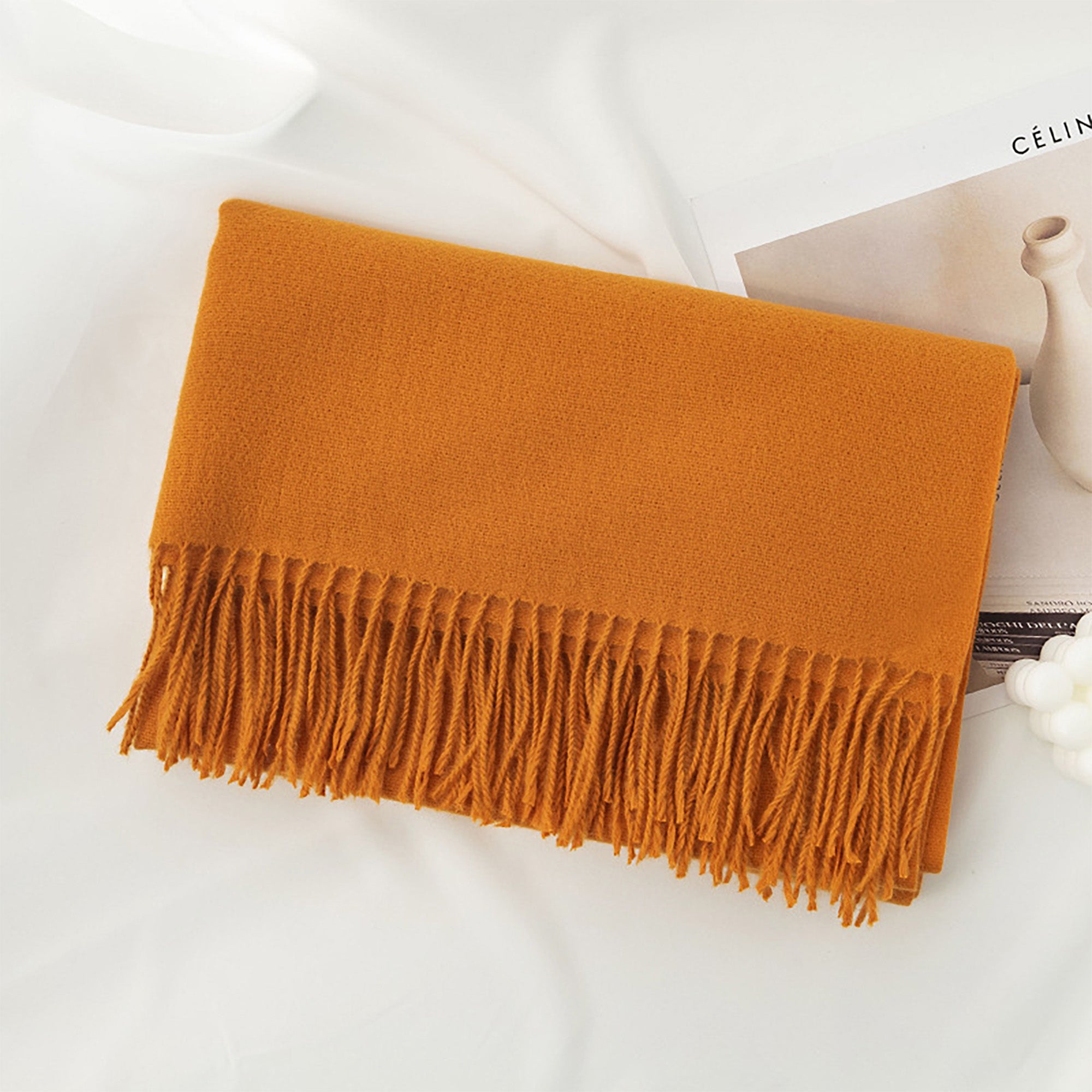 Solid Color Fringe Scarf