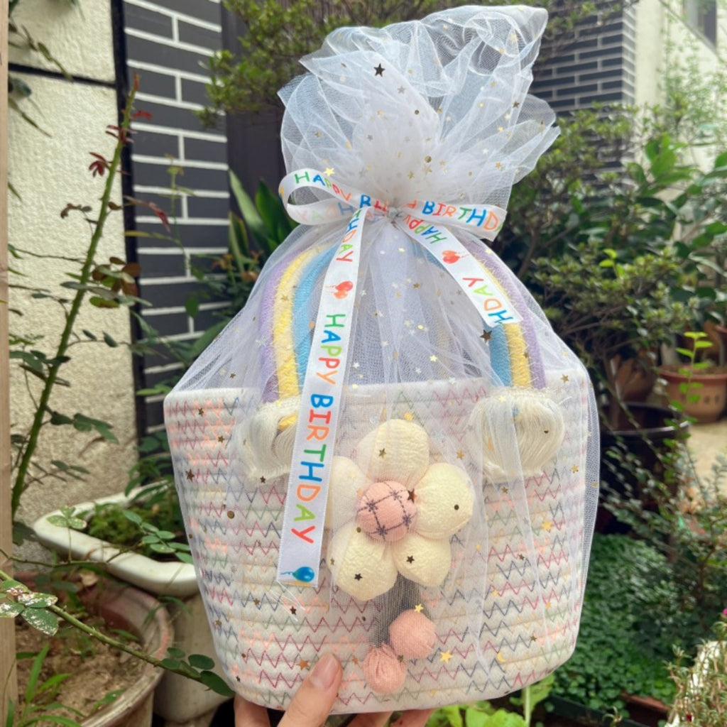 Rainbow Woven Baby Shower Keepsake Gift Basket