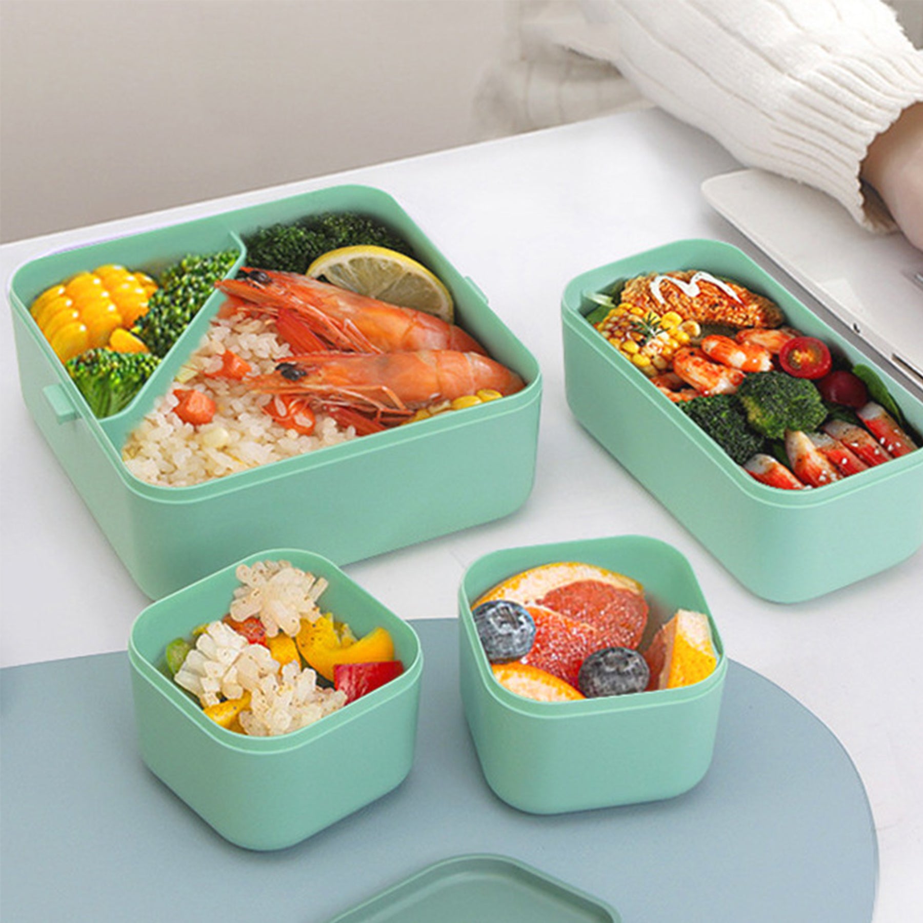 2-Layer Separable Lunch Box With Cutlery