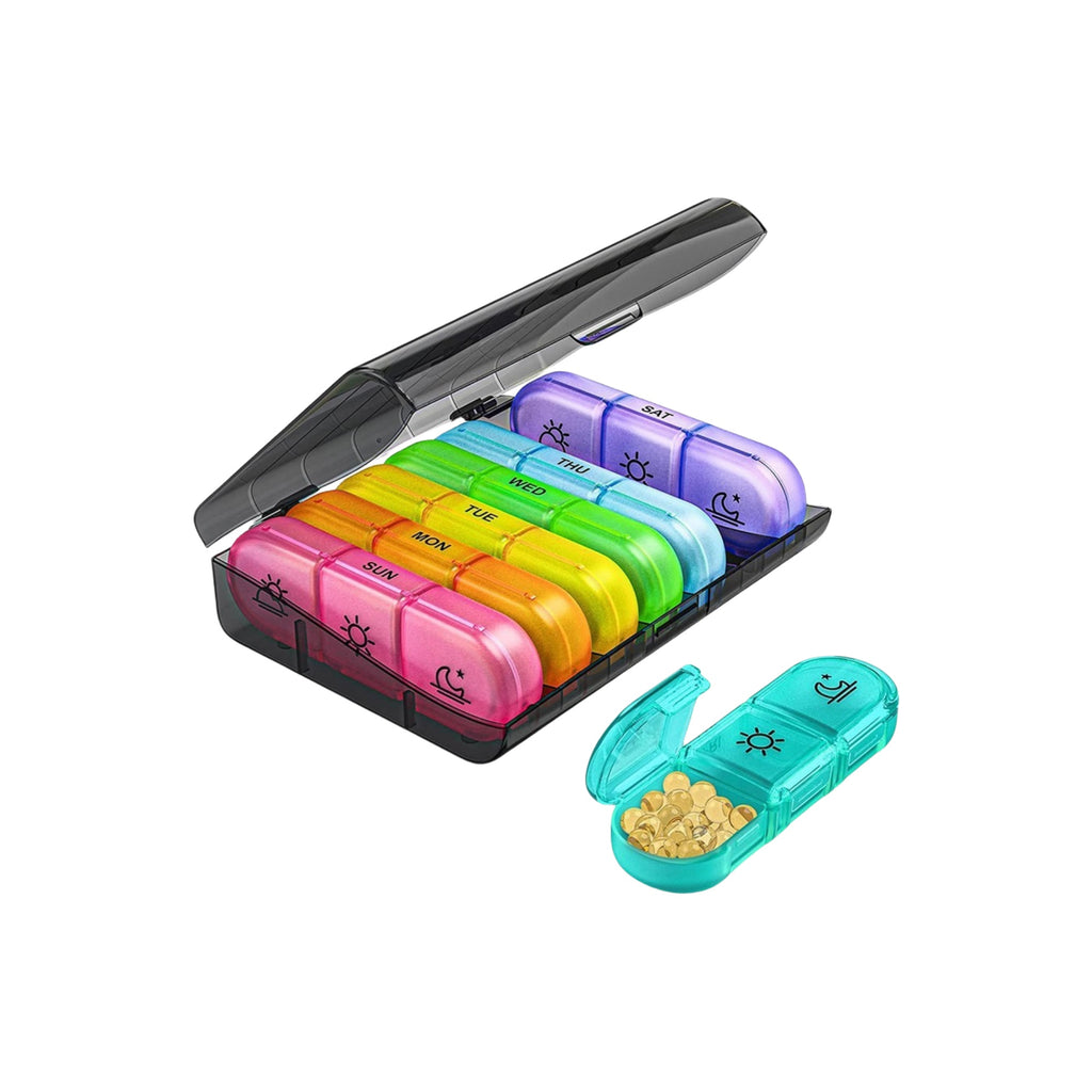 Rainbow-Colored Travel Pill Container