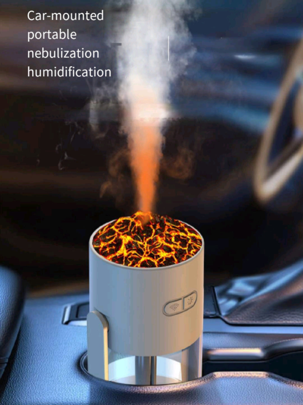 USB Car Cup Humidifier Quiet 7Color Volcano Diffuser