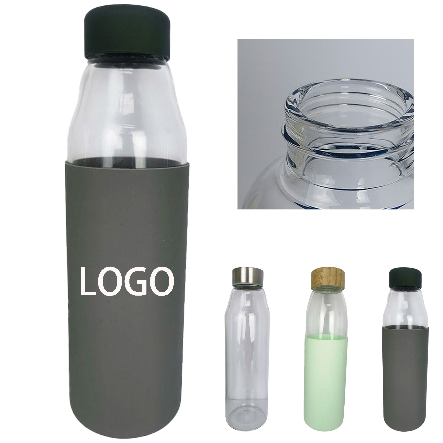 17 Oz Glass Bottle With Bamboo Lid And Silicone Sleeve