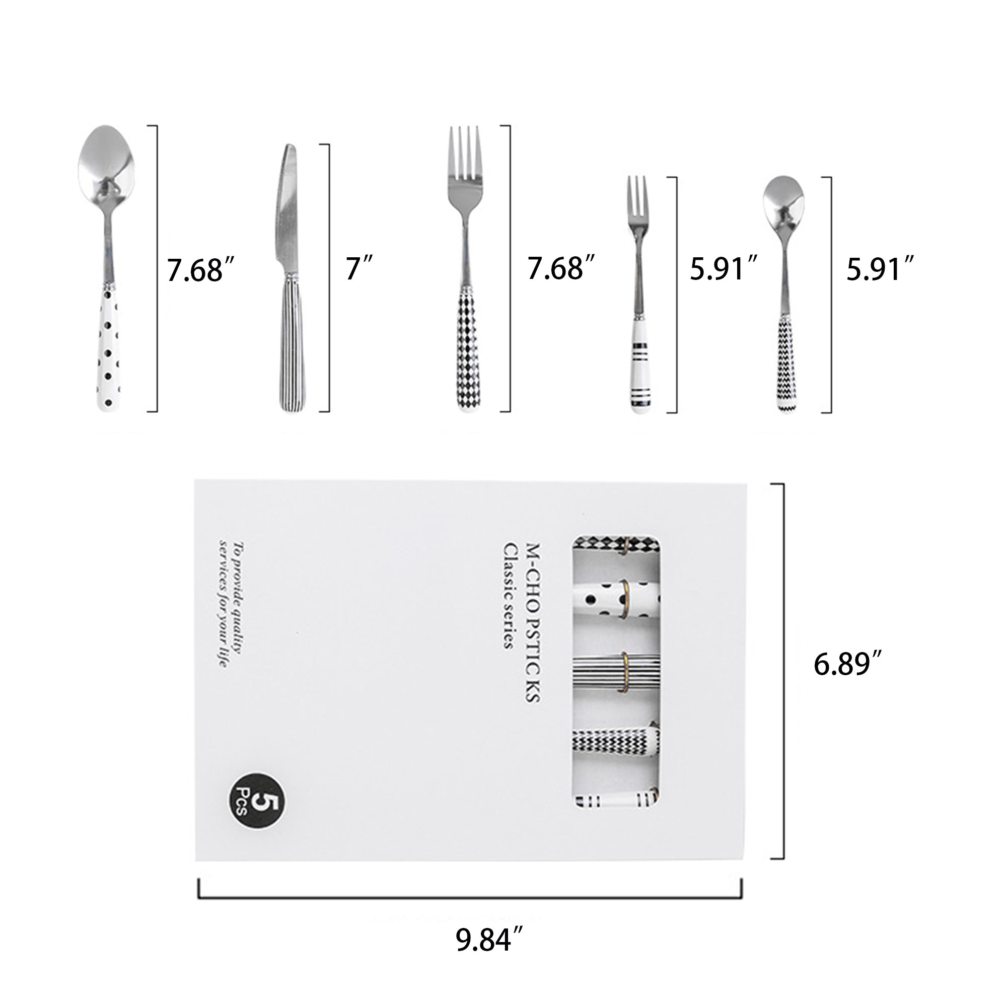 5 Pcs Stainless Steel Flatware Set With Ceramics Handle
