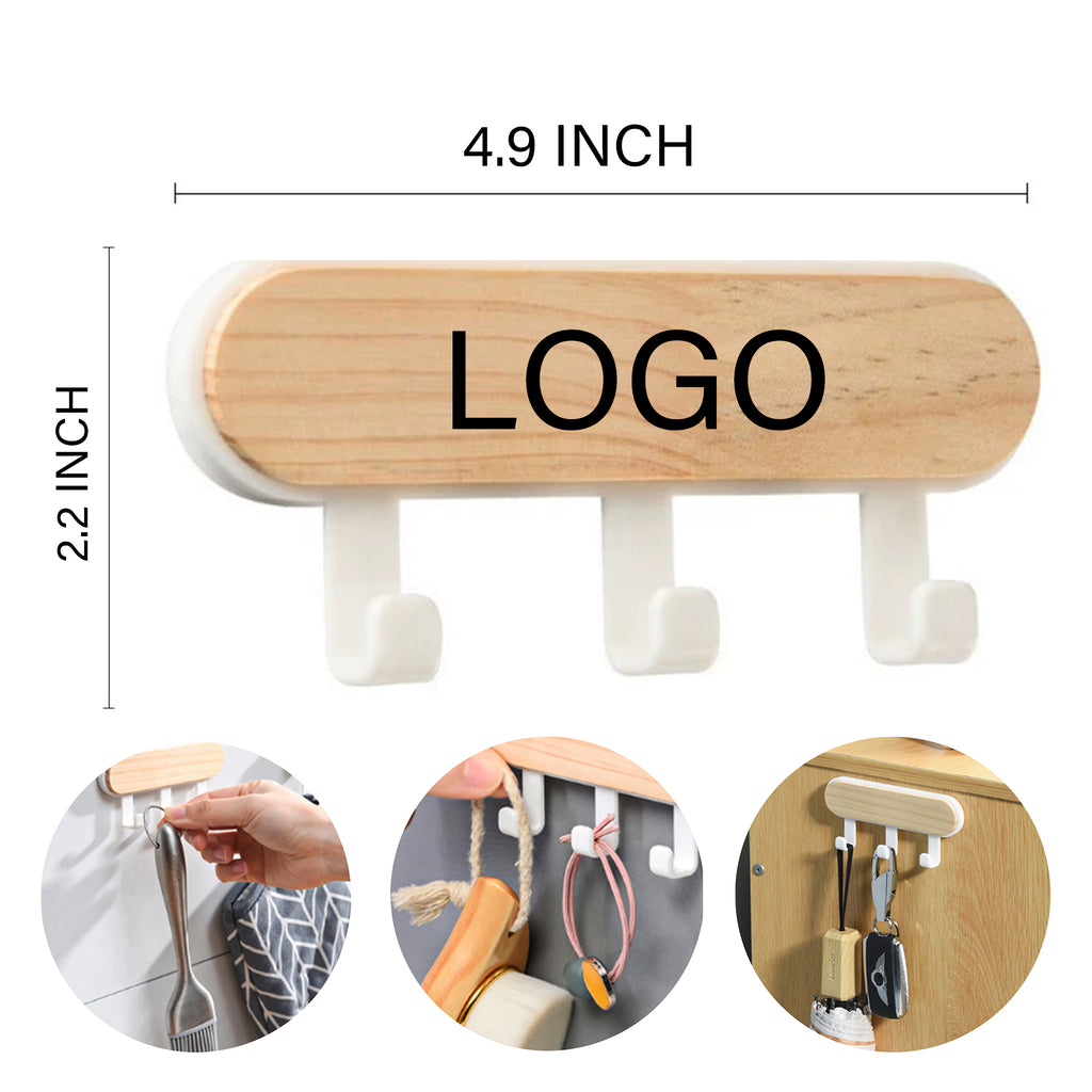 Wooden Self Adhesive Wall Mounted Hooks