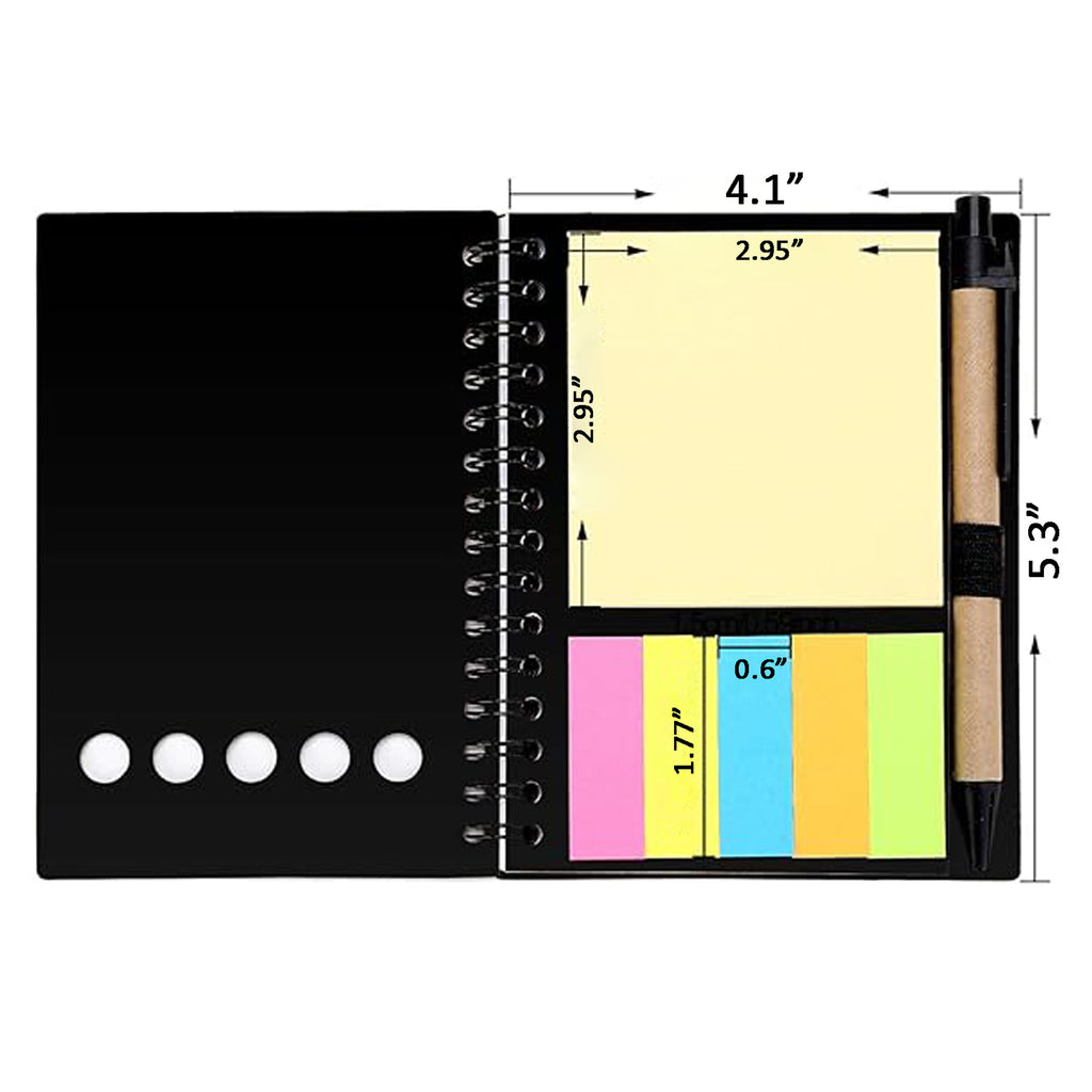 Sticky Notes Spiral Notebook W/ Ballpoint Pen