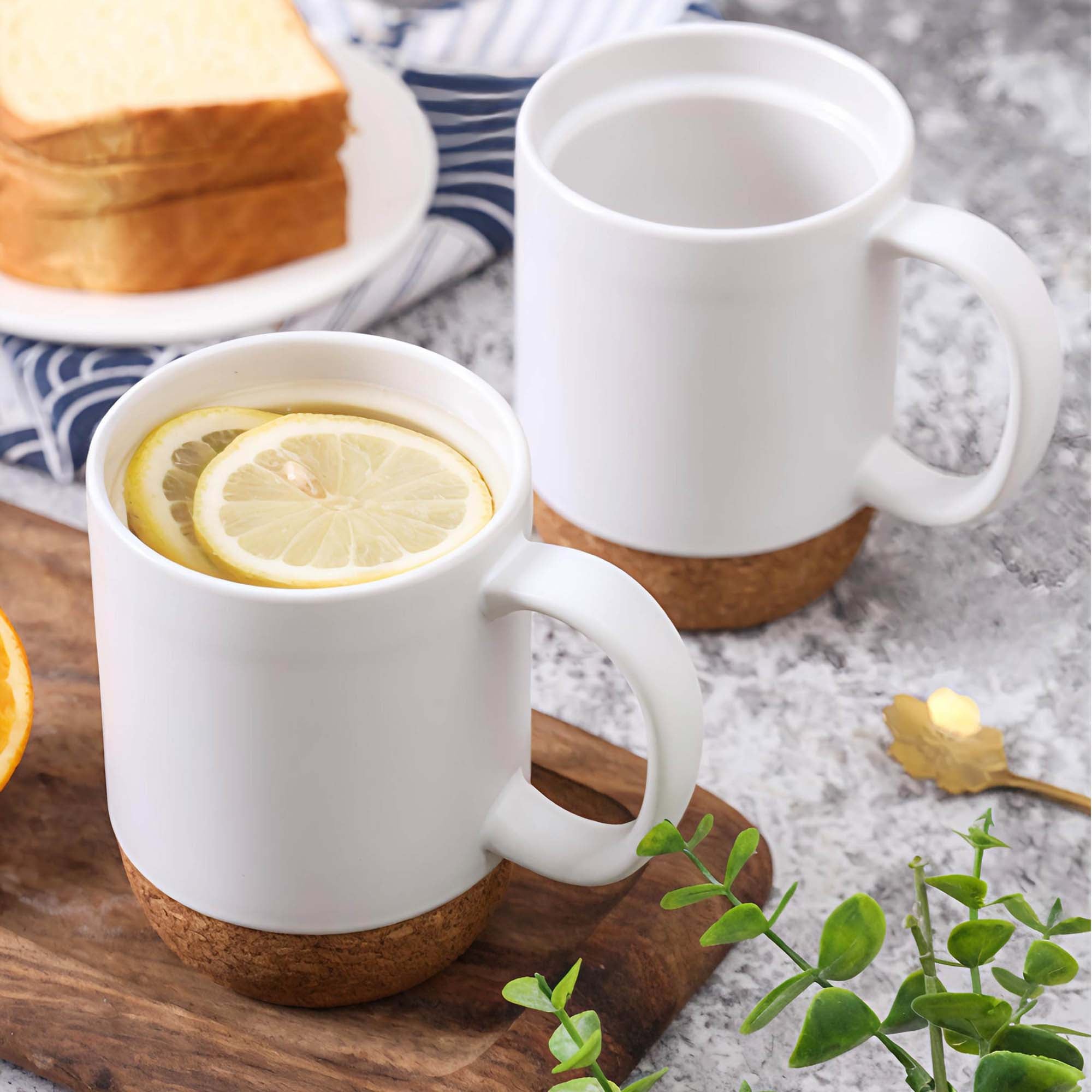 Cork Bottom Ceramic Coffee Mug with Lid