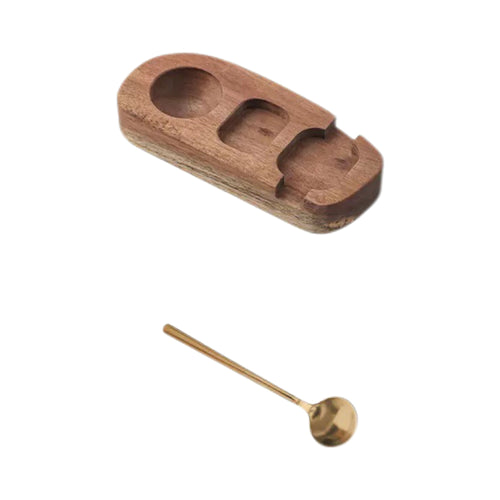 Acacia Wooden Egg Tray With 304 Stainless Steel Gilded Spoon