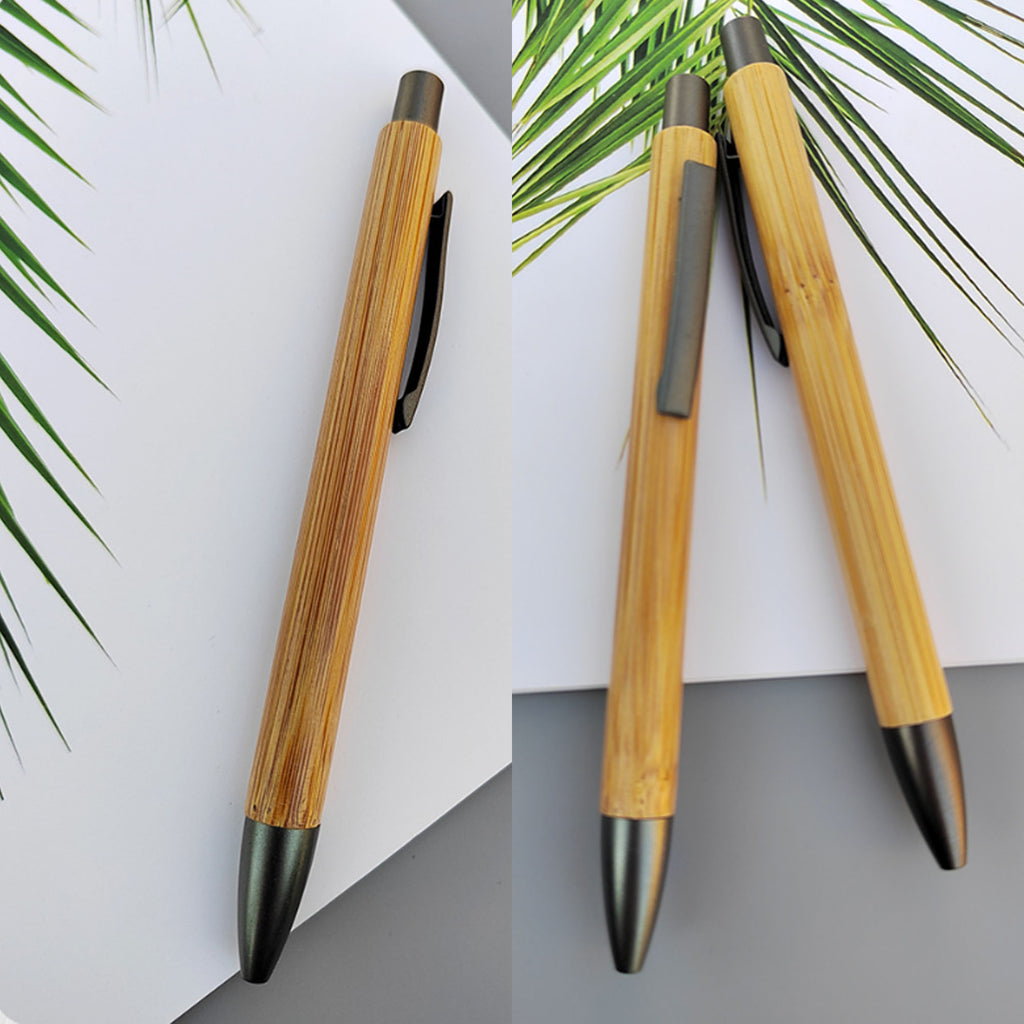 Eco Friendly Bamboo Ballpoint Pen Retractable Black Ink Pen