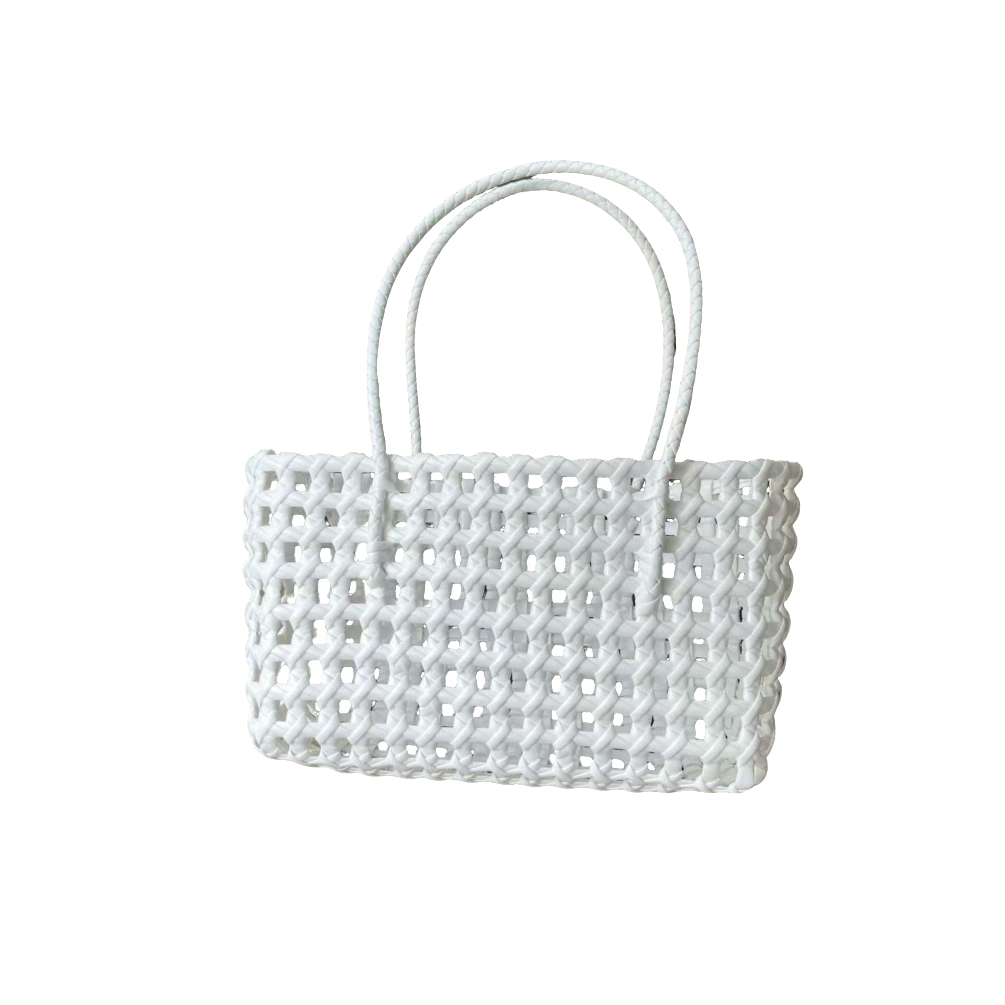 Openwork Crochet PVC Beach Tote Market Bag