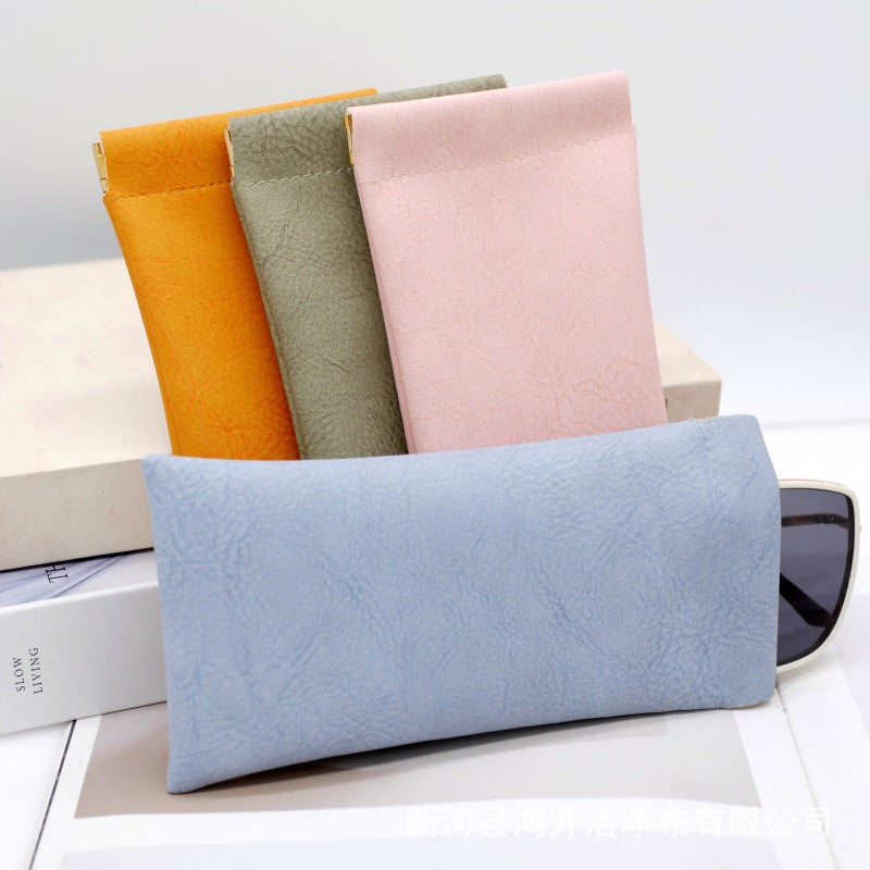 Leather Top Squeeze Sunglasses Pouch