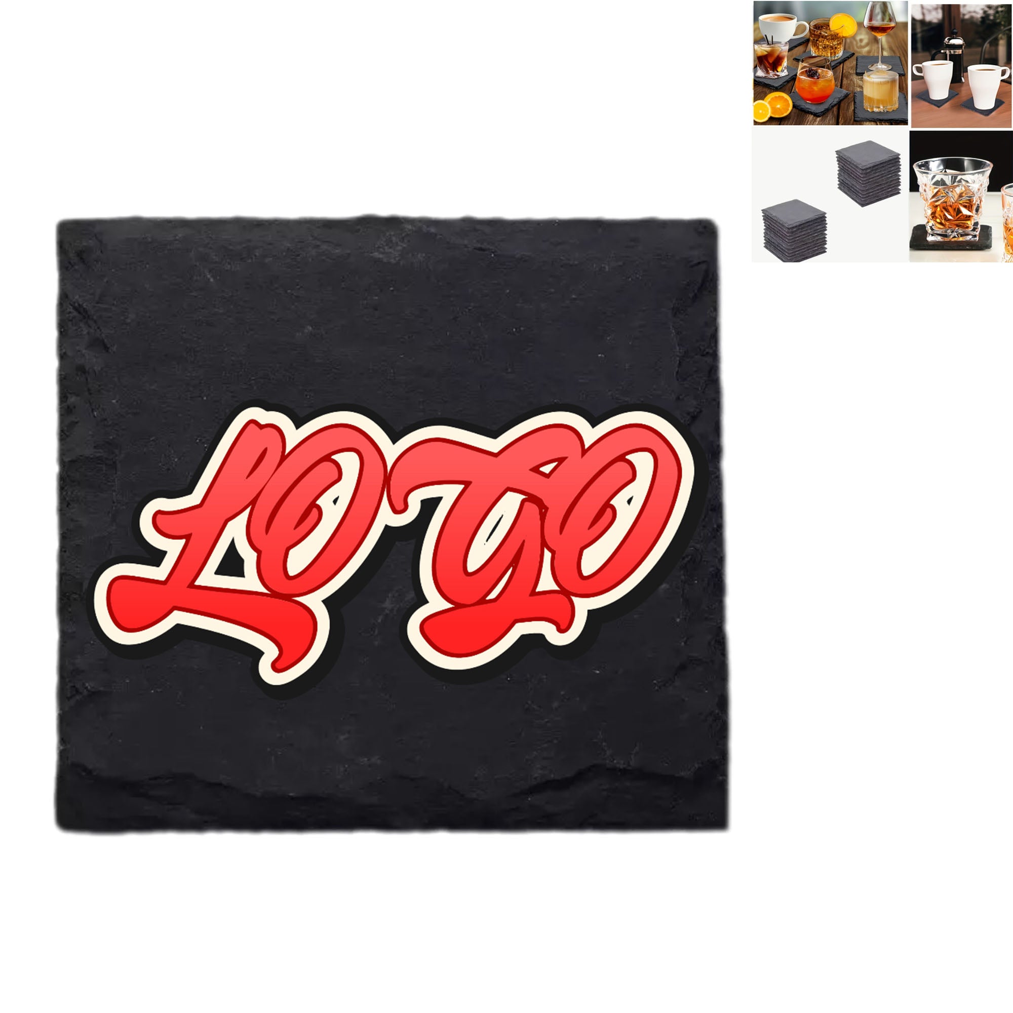 3.94" x 3.94" Square Slate Coaster