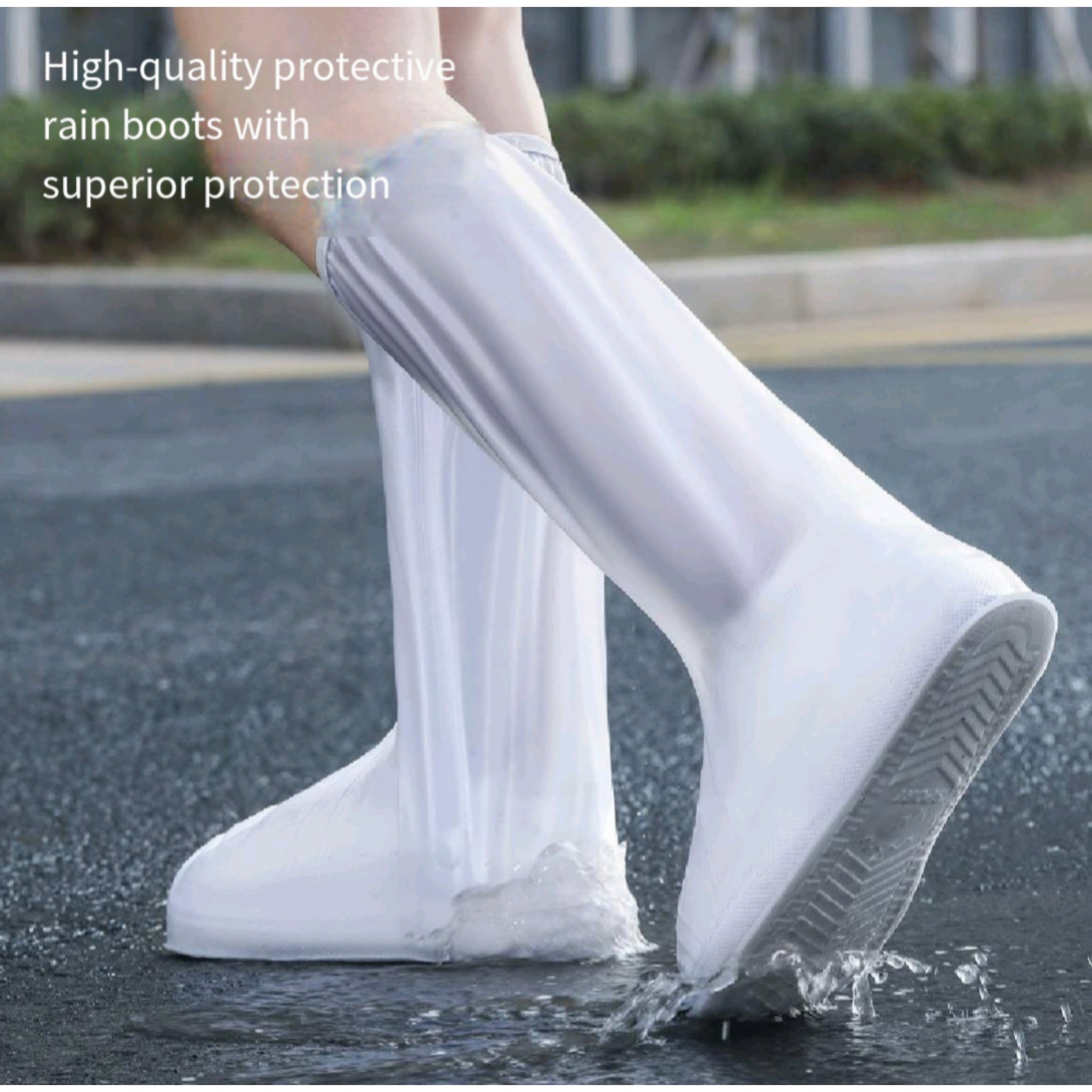 Waterproof PVC Tall Boot Covers Slip Resistant Rain