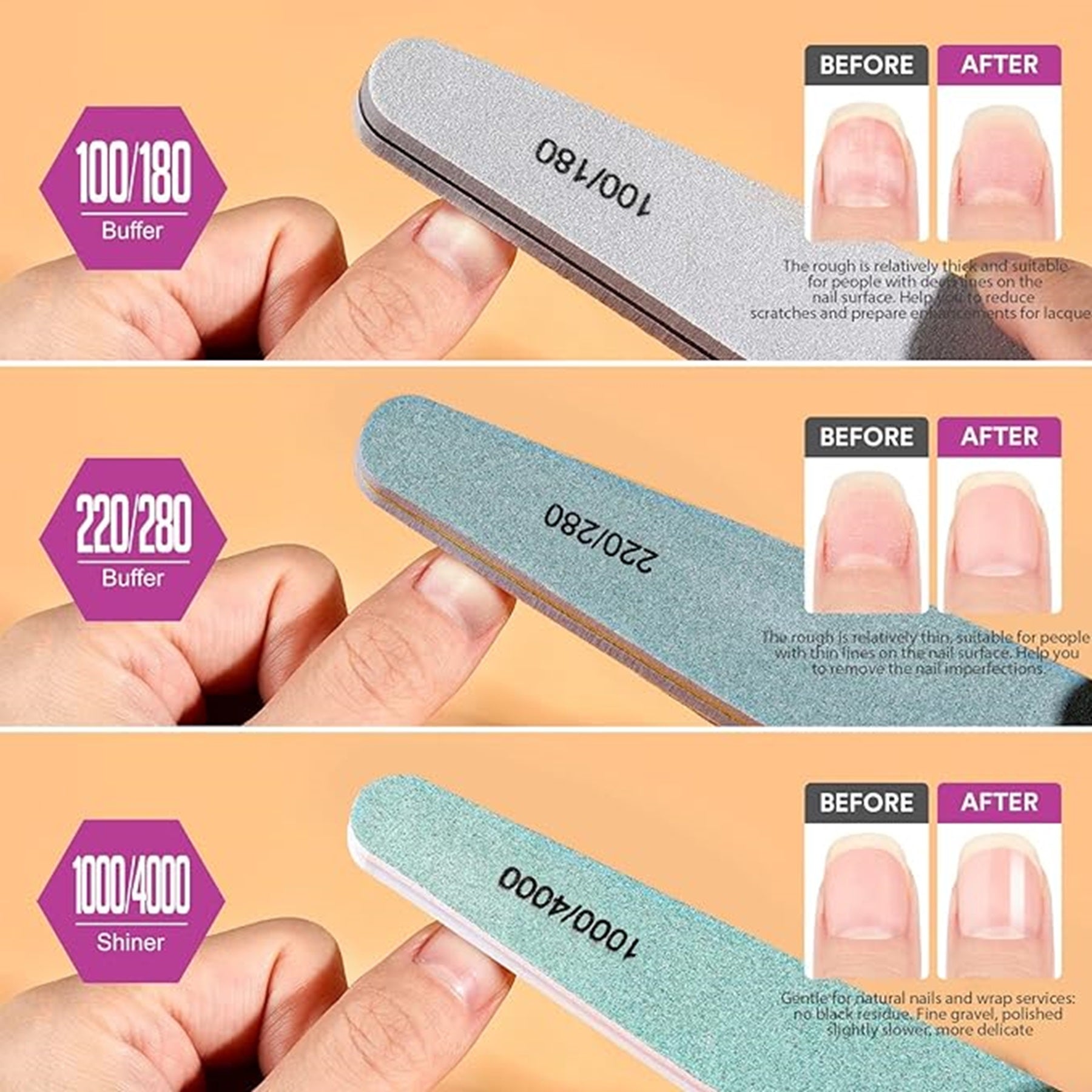 Double Sides Sponge Nail File And Buffers Of 6 pcs