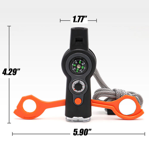 7-In-1 Multifunctional Survival Whistle Compass Thermometer