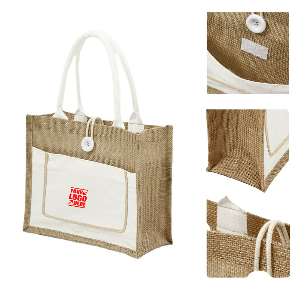 Natural Jute Burlap Tote Bag