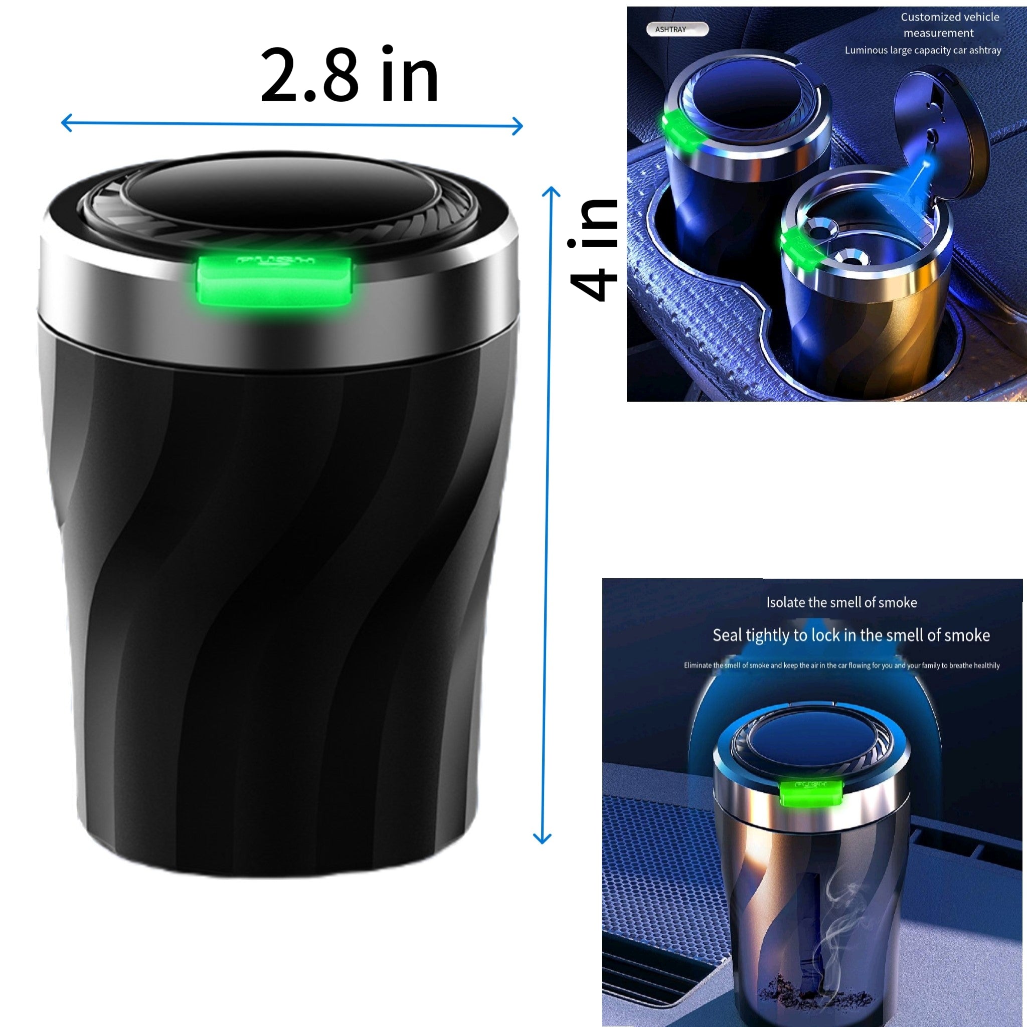 One Click Opening Luminous Car Mounted Ashtray