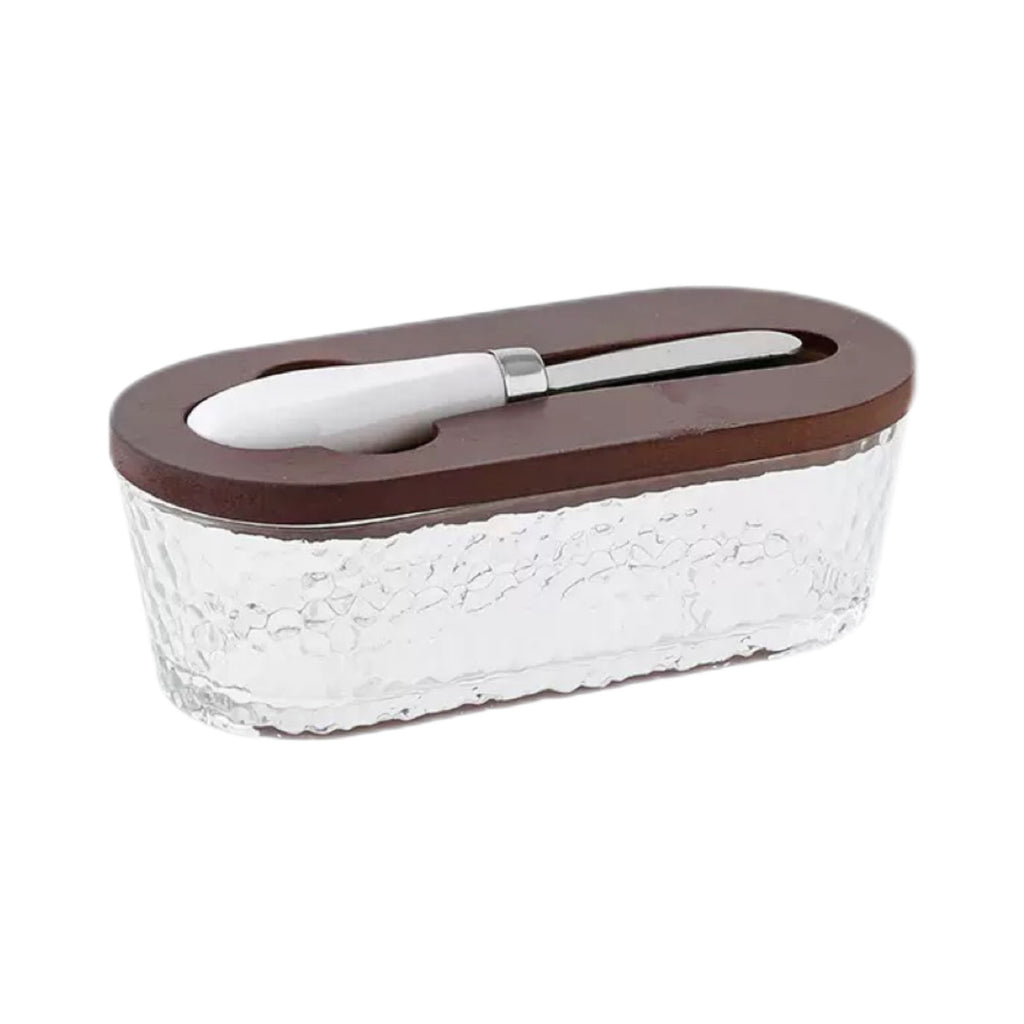 Airtight Rectangular Butter Container with Lid and Spatula