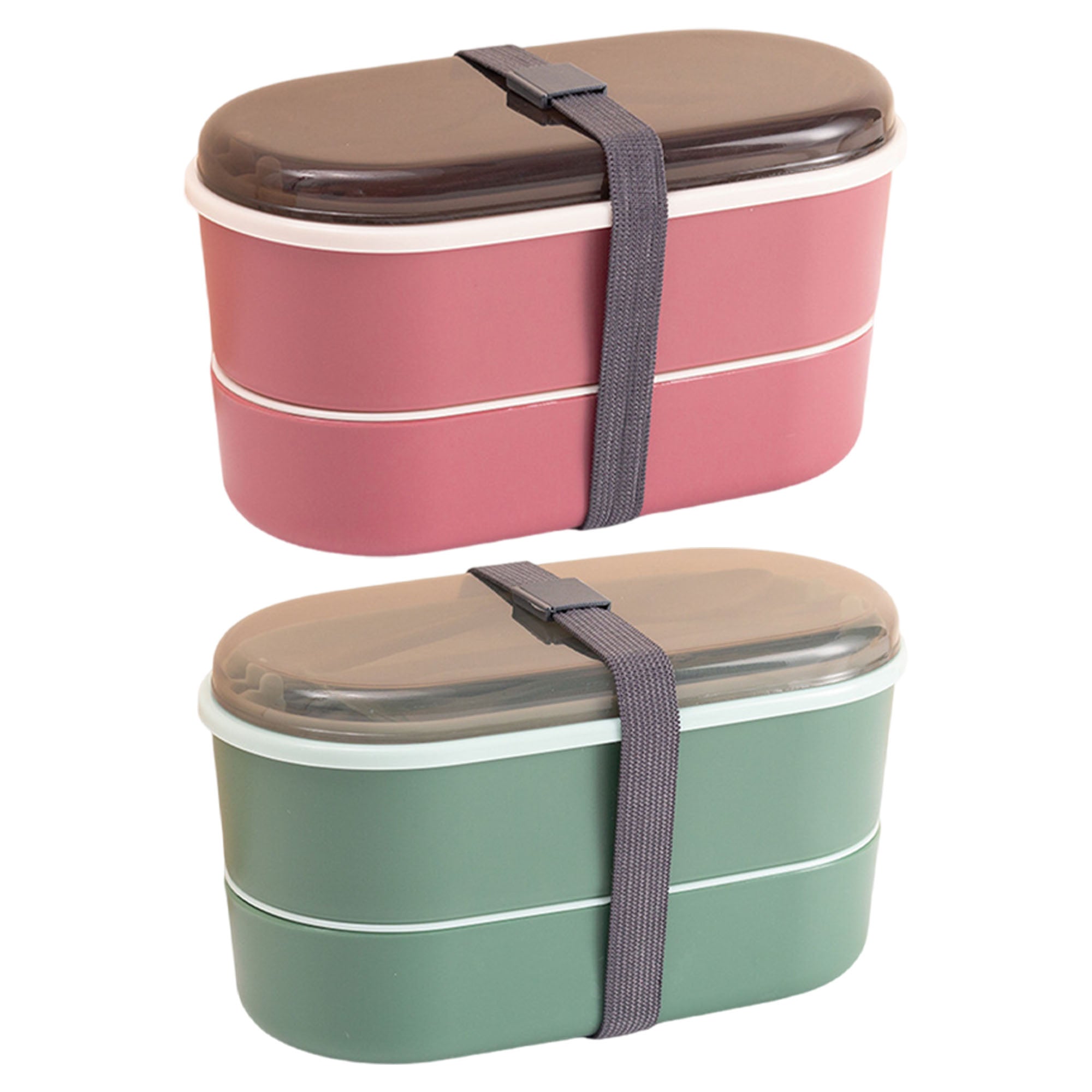 Double Layer Lunch Box With Plastic Utensils