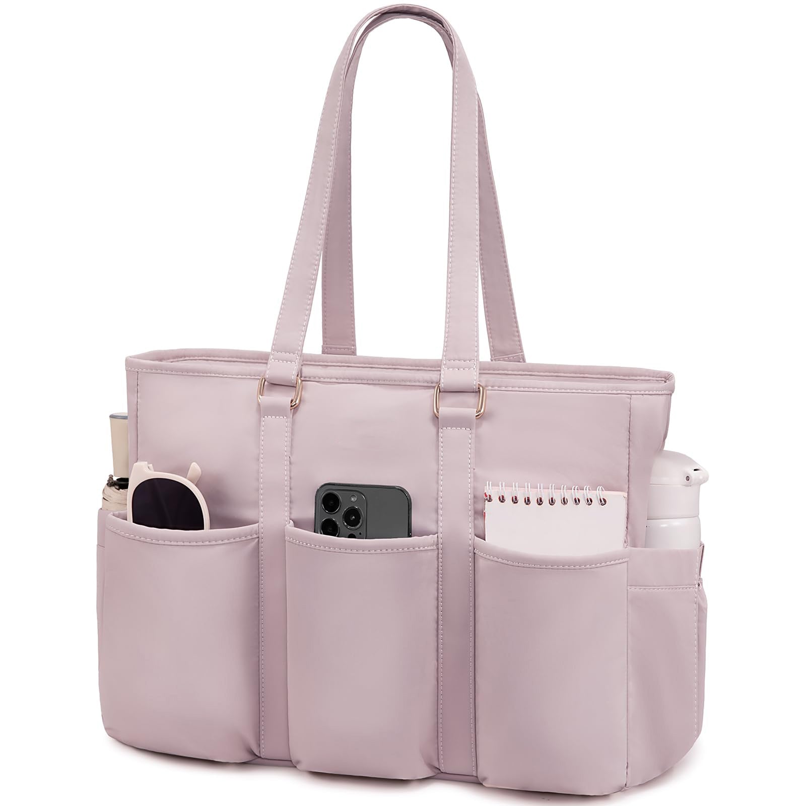 Teacher Tote Laptop Bag Large Cup Holder Multi Pocket Purse