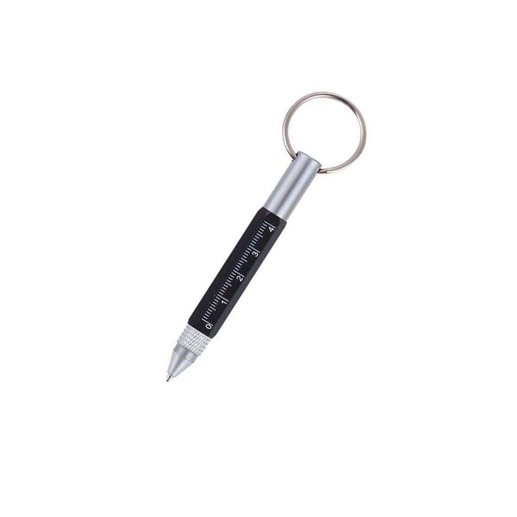 Multi - Functional Six - In - One Keychain Short Scale Metal Ballpoint Pen