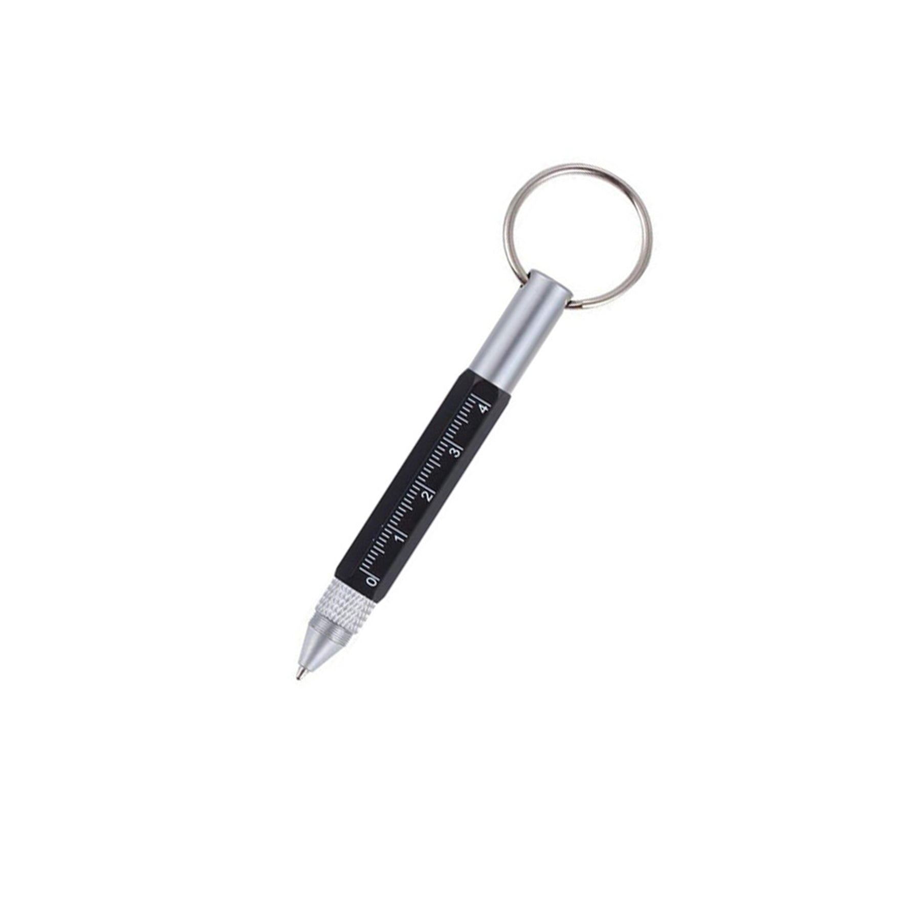 Multi - Functional Six - In - One Keychain Short Scale Metal Ballpoint Pen