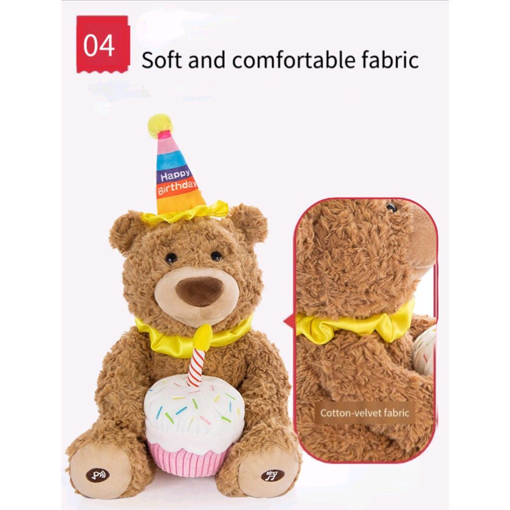 Birthday Singing Teddy Bear Plush Toy Cake Companion Gift