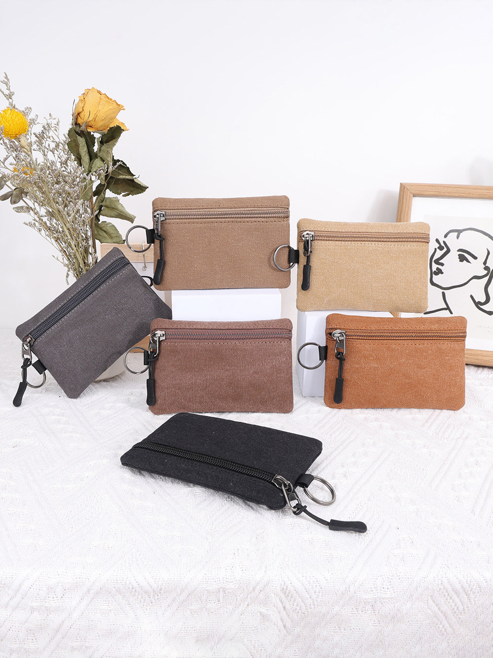 Canvas Coin Purse With Zipper