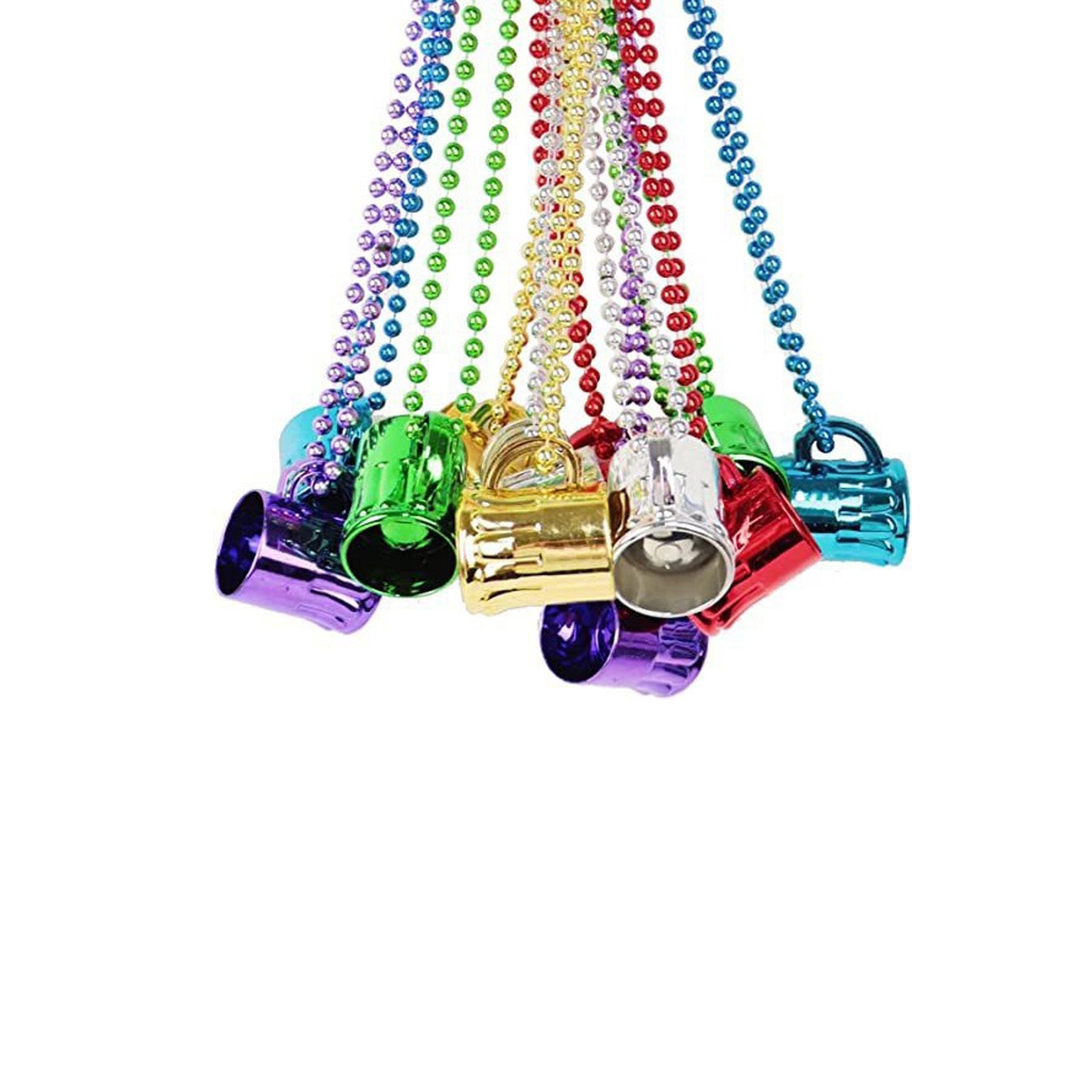 Metallic Beaded Necklace With Mini Beer Mug For Holiday Beer Lovers