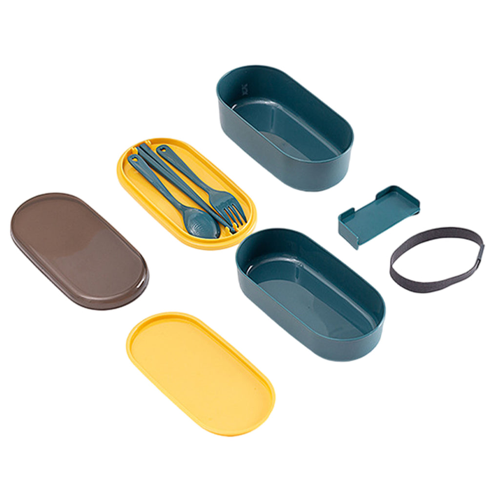 Double Layer Lunch Box With Plastic Utensils