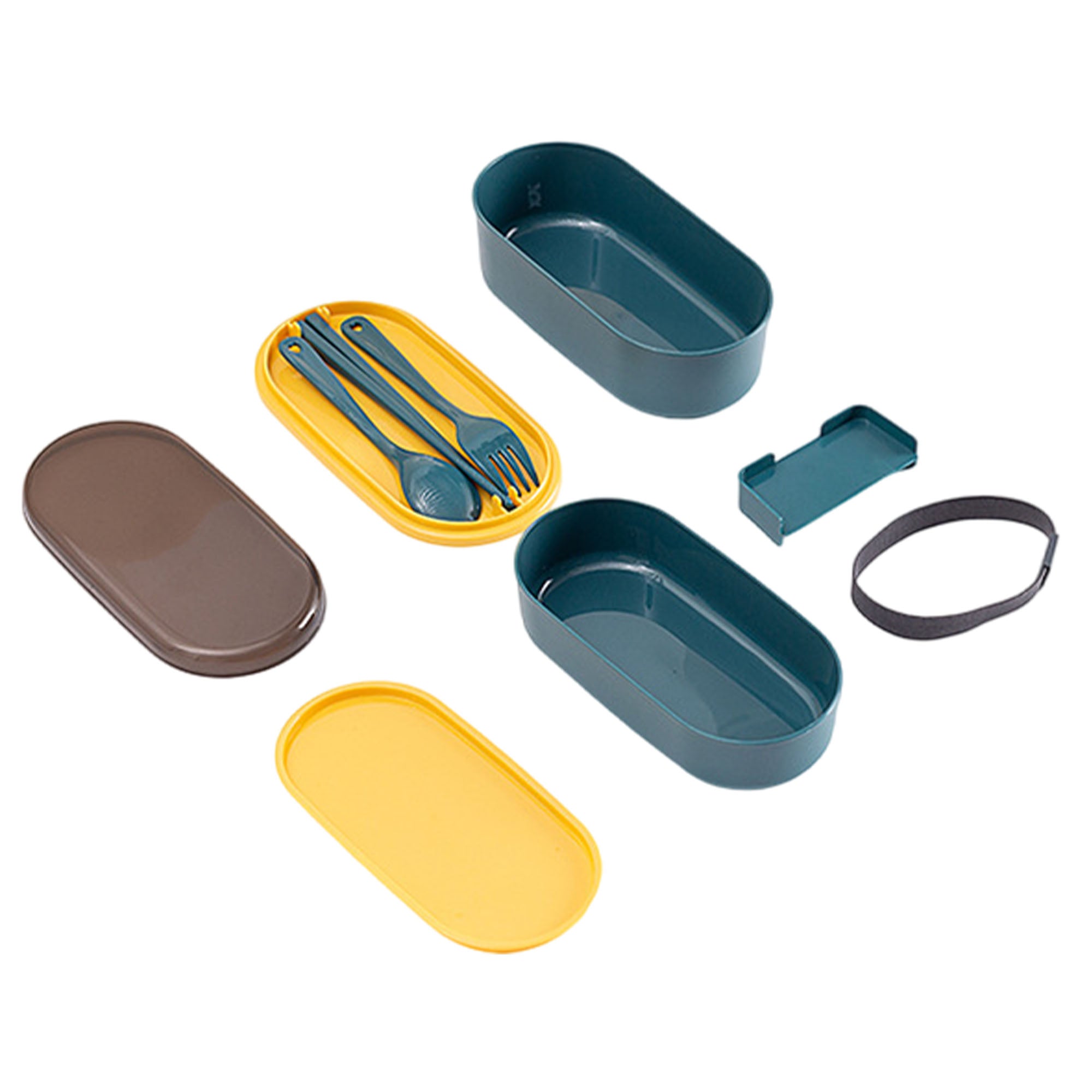 Double Layer Lunch Box With Plastic Utensils