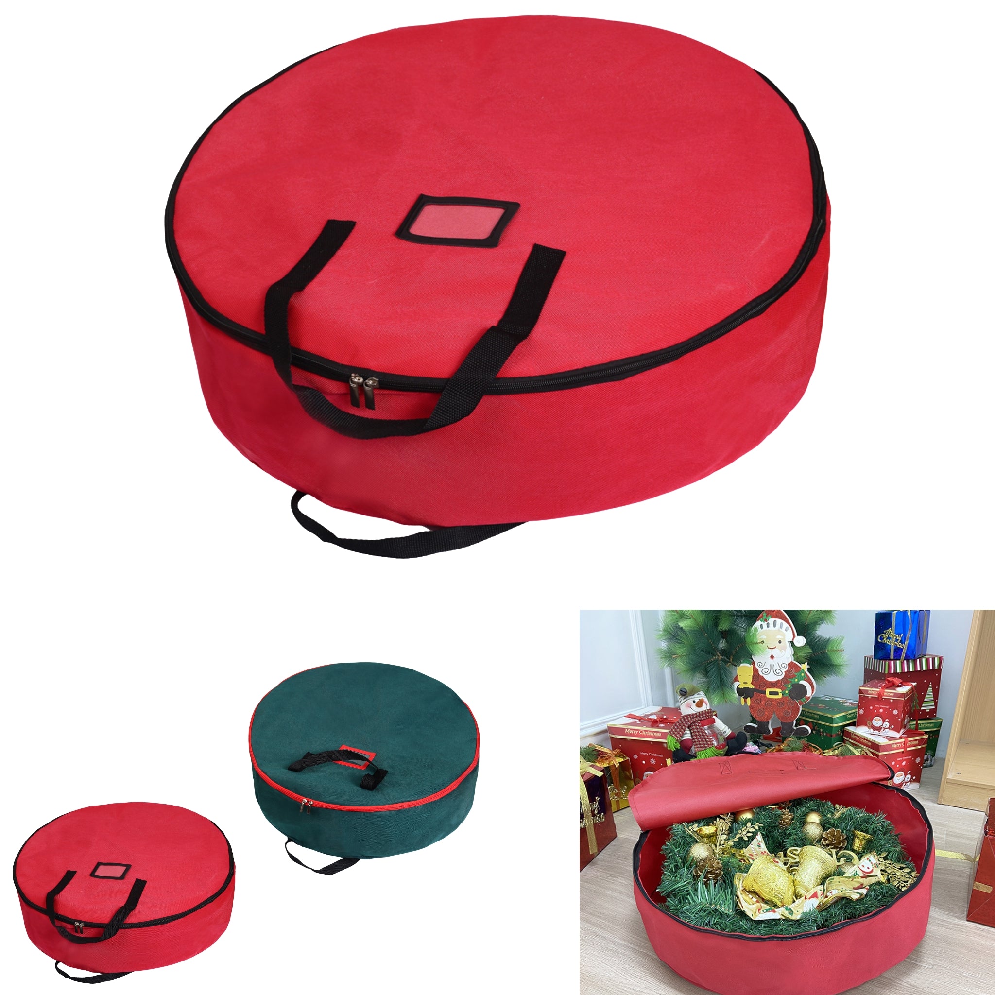 Round Christmas Ornament Storage Bag Foldable Large Capacity