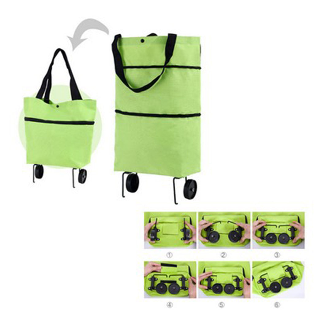 Foldable Wheeled Shopping Bag with Shoulder Strap