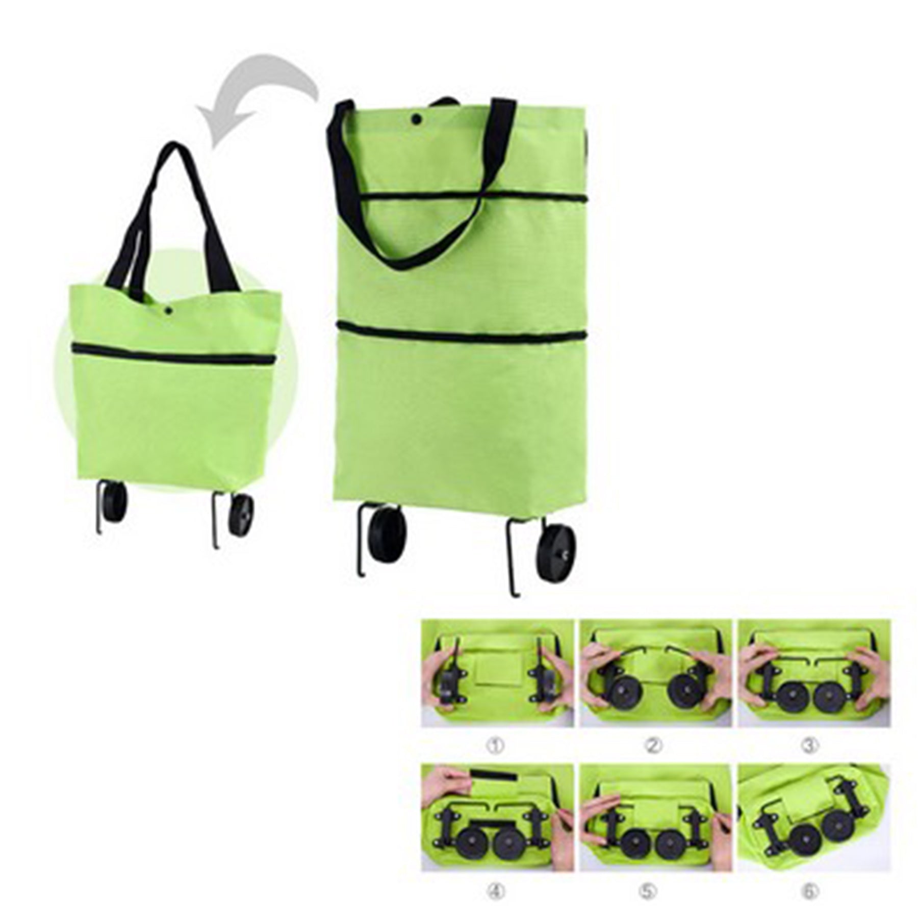 Foldable Wheeled Shopping Bag with Shoulder Strap