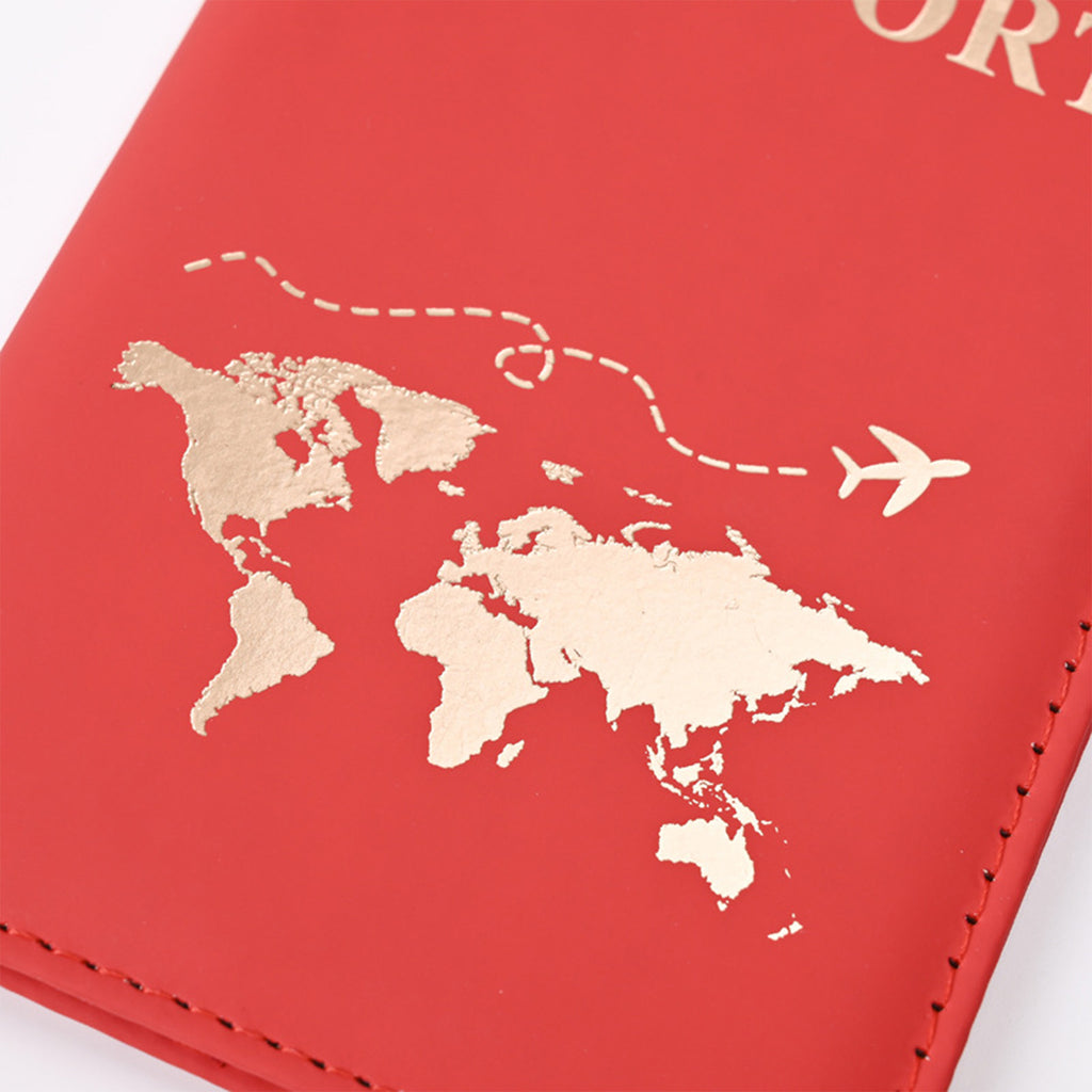 Leather Foil Map Passport Holder And Luggage Tag Set