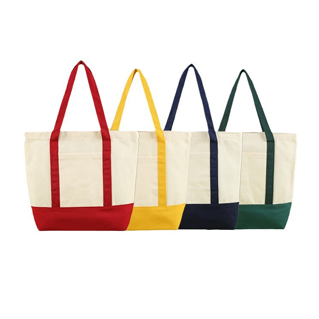 Cotton Canvas Boat Tote With Exterior Pocket