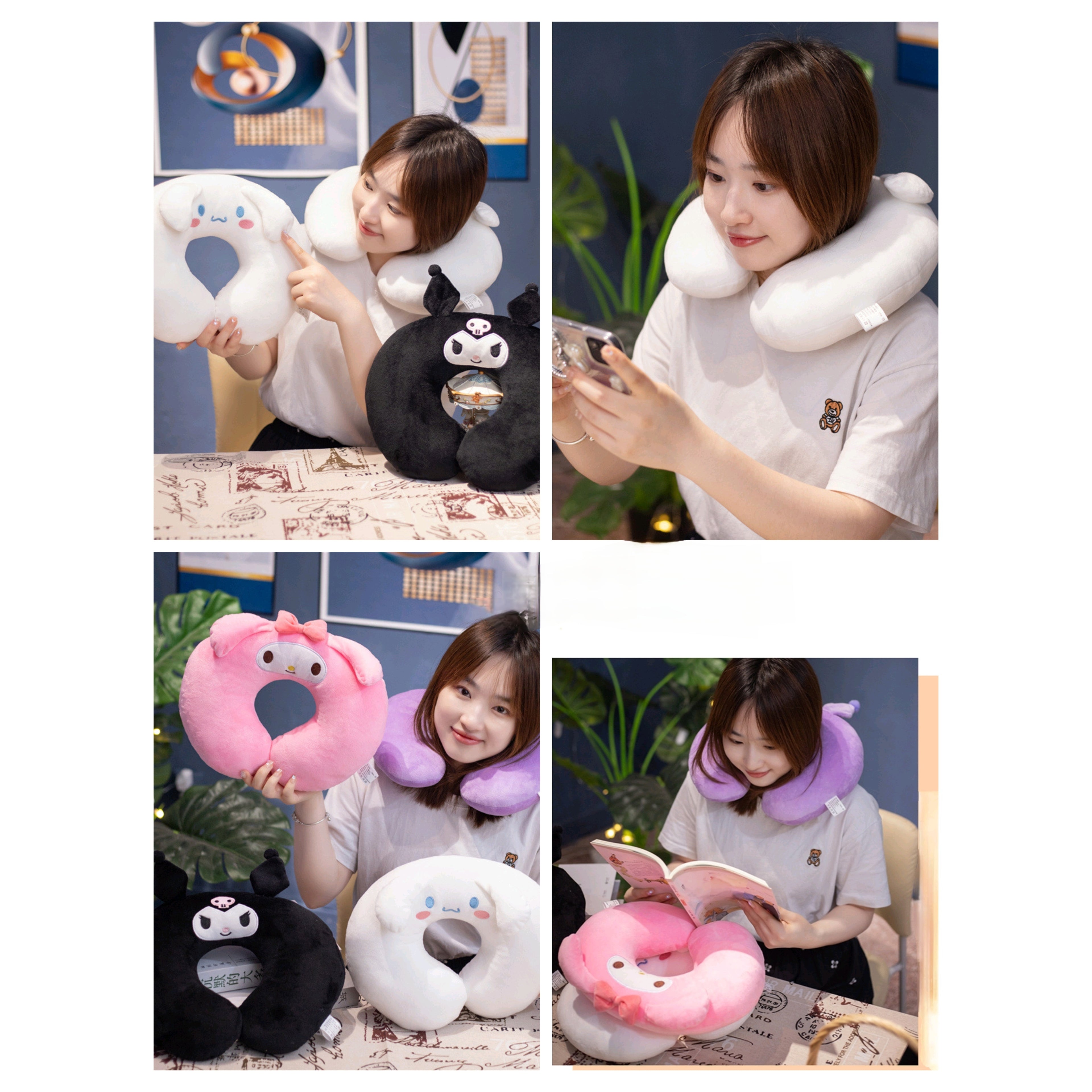 Sanrio Kuromi Neck Pillow Memory Foam Travel Office