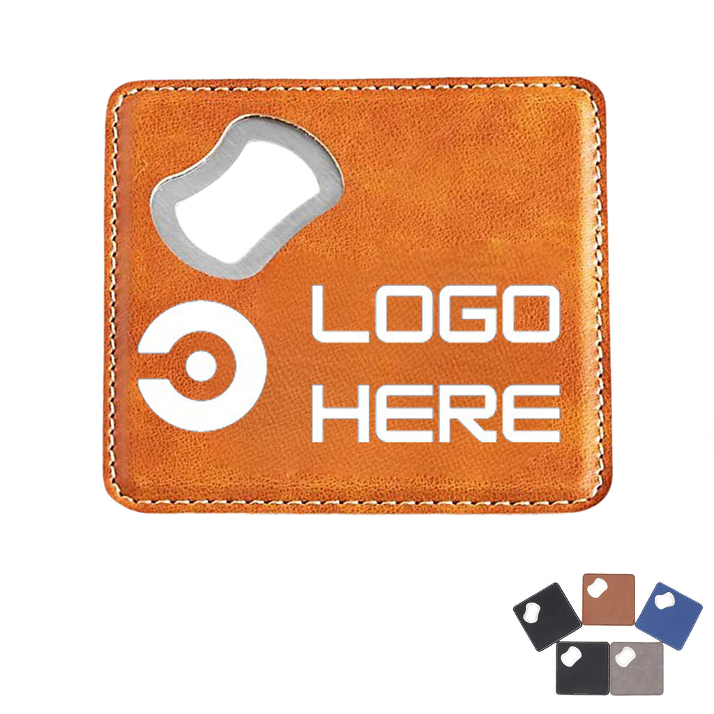 Leather Square Coaster With Bottle Opener