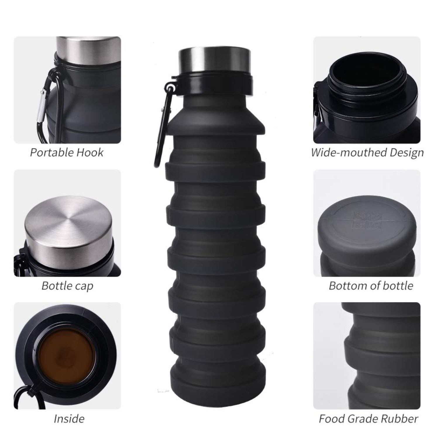 19 Oz. Outdoor Foldable Silicone Telescopic Water Bottle