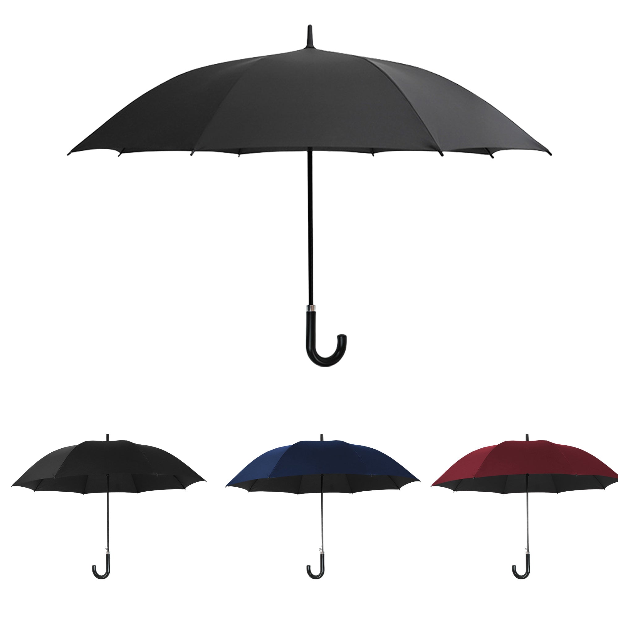 23-Inch 8-Rib Curved-Handle Umbrella