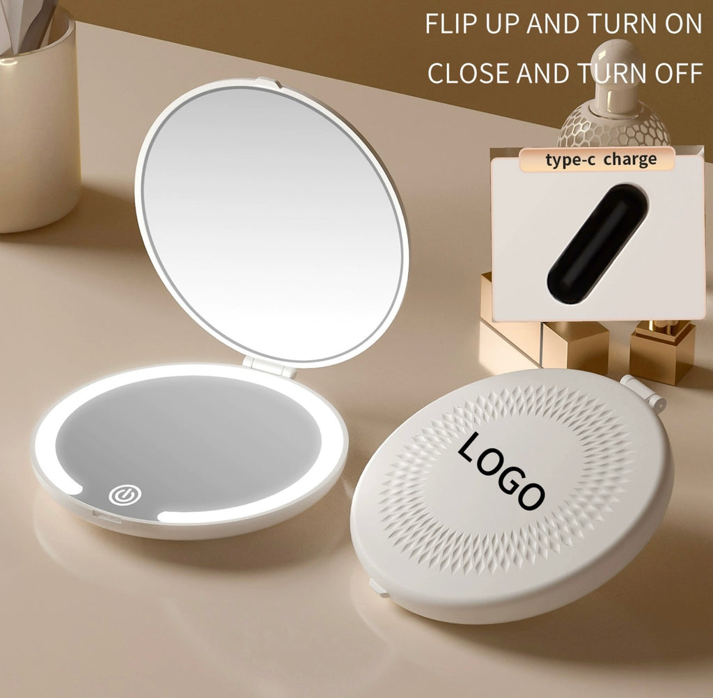 Portable Foldable Flip Cover with LED Light Mirror