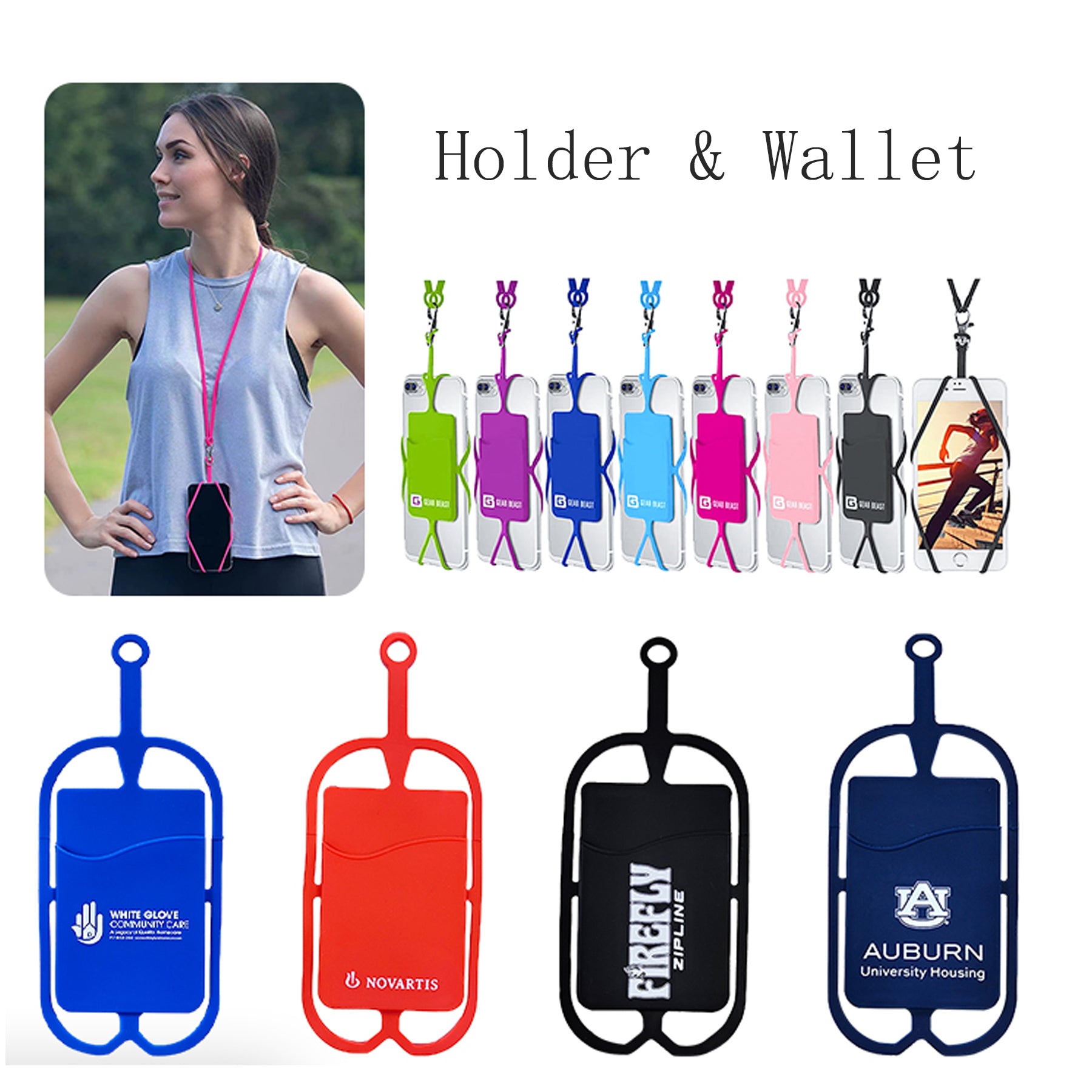 Silicone Lanyard With Phone Holder & Wallet