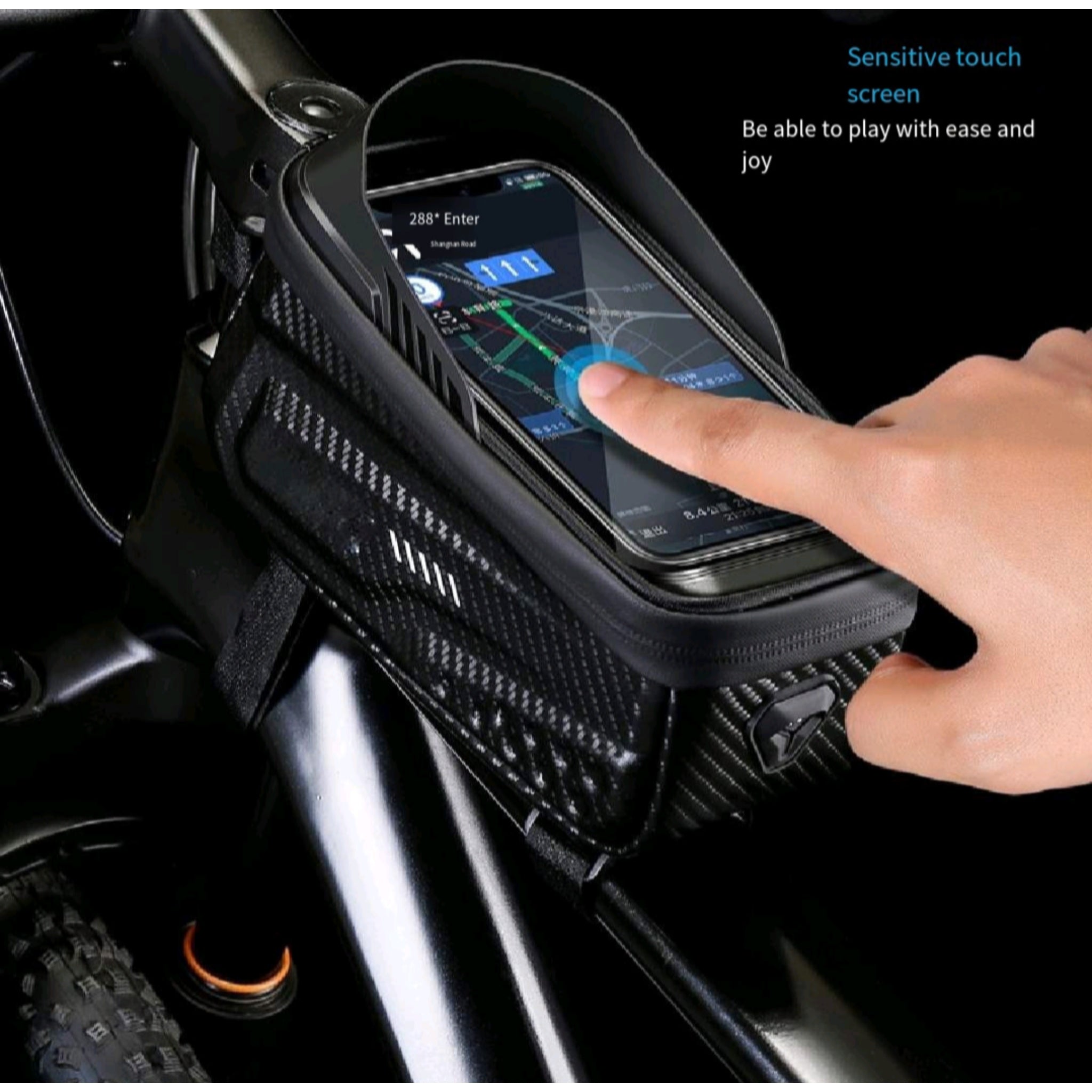 MTB Top Tube Bag EVA Waterproof Touchscreen Trim To Fit