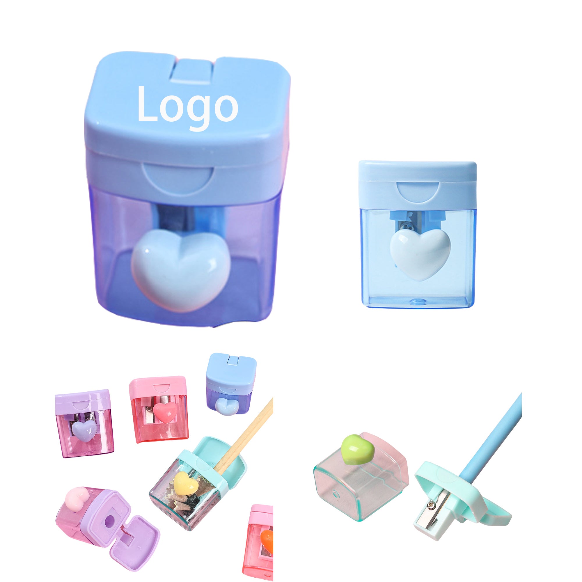 Macaron Cartoon Pencil Sharpener - 4-Color Heart-Shaped