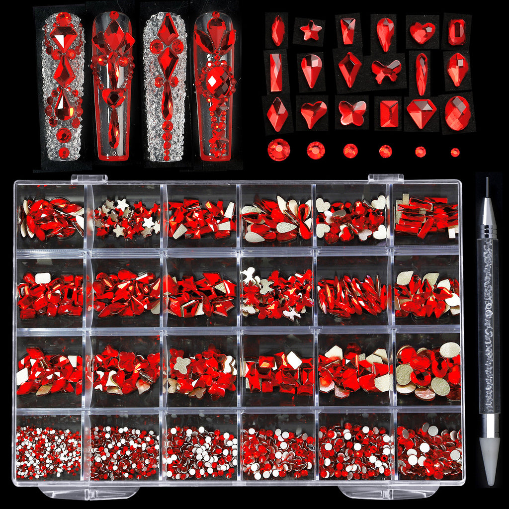 2400 pcs Flat Back AB Nail Rhinestones Multi Shape