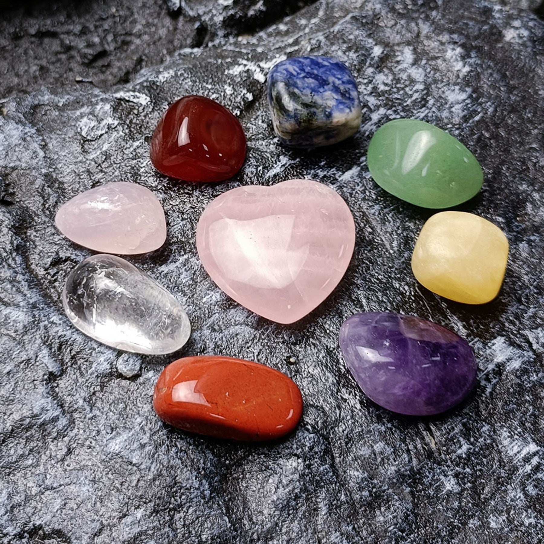 Natural Crystal Jade Colorful Stone Combination Set