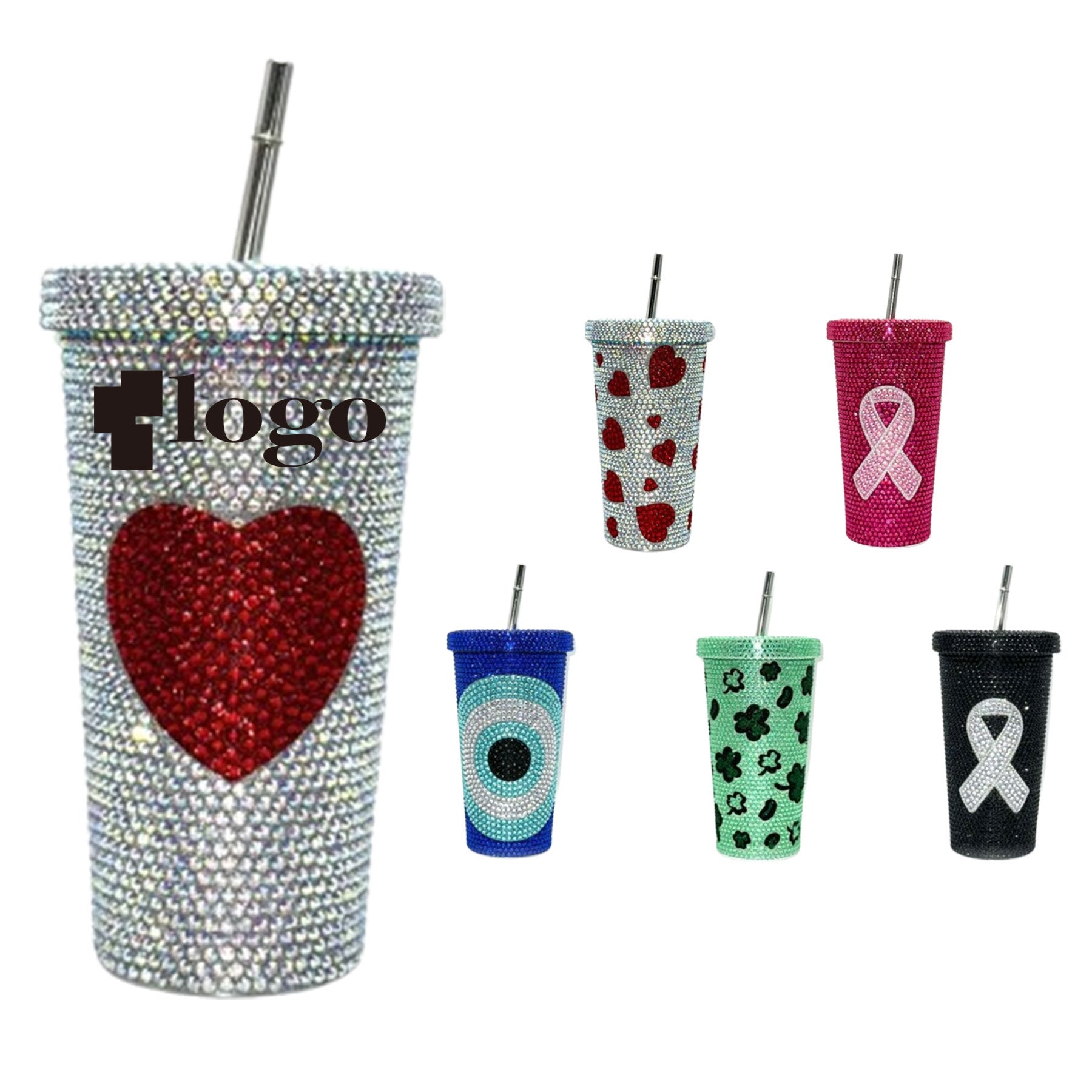 16 Oz Bling Diamond Straw Cup